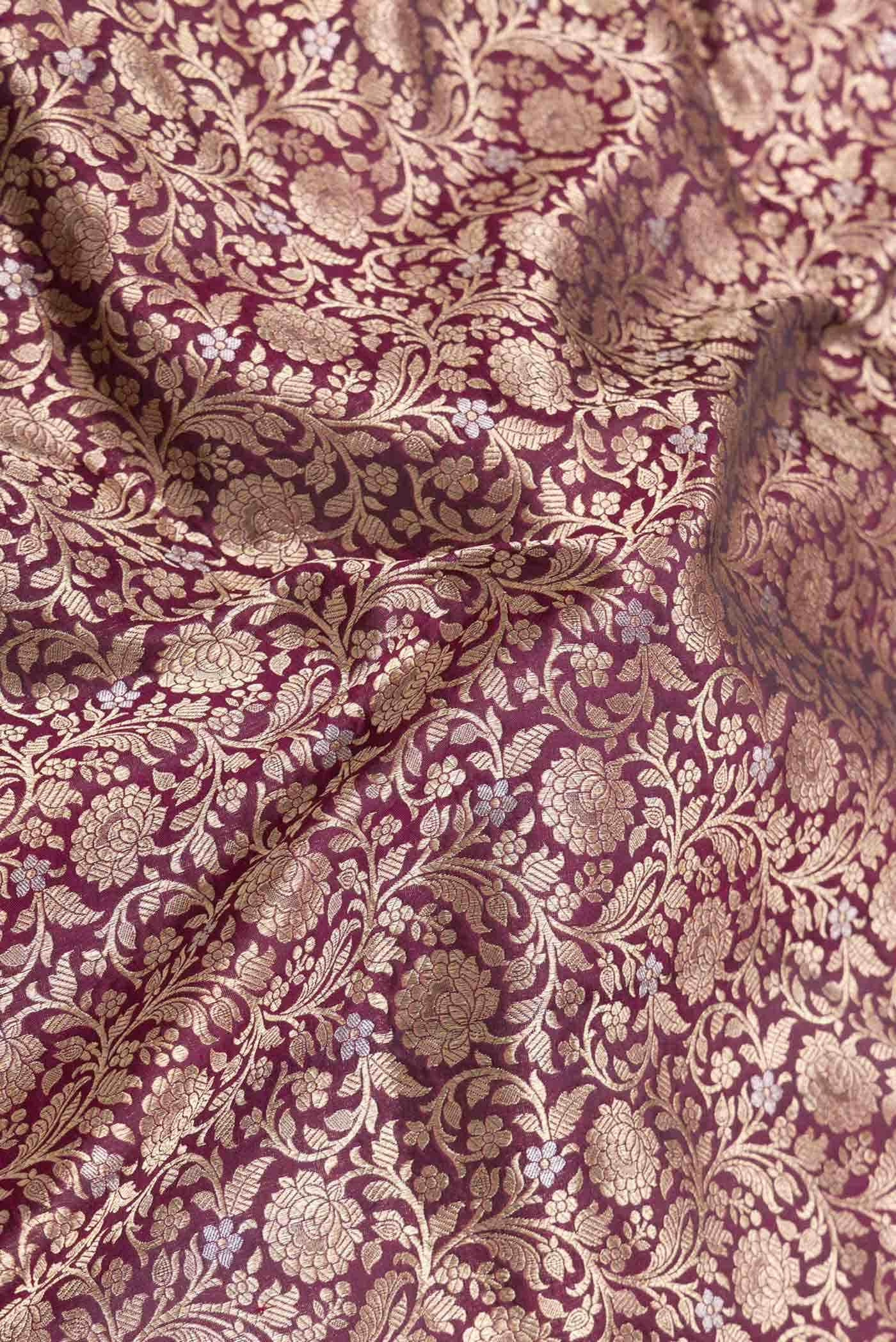 Magenta Dual Tone Banarasi Silk Saree - Image 3