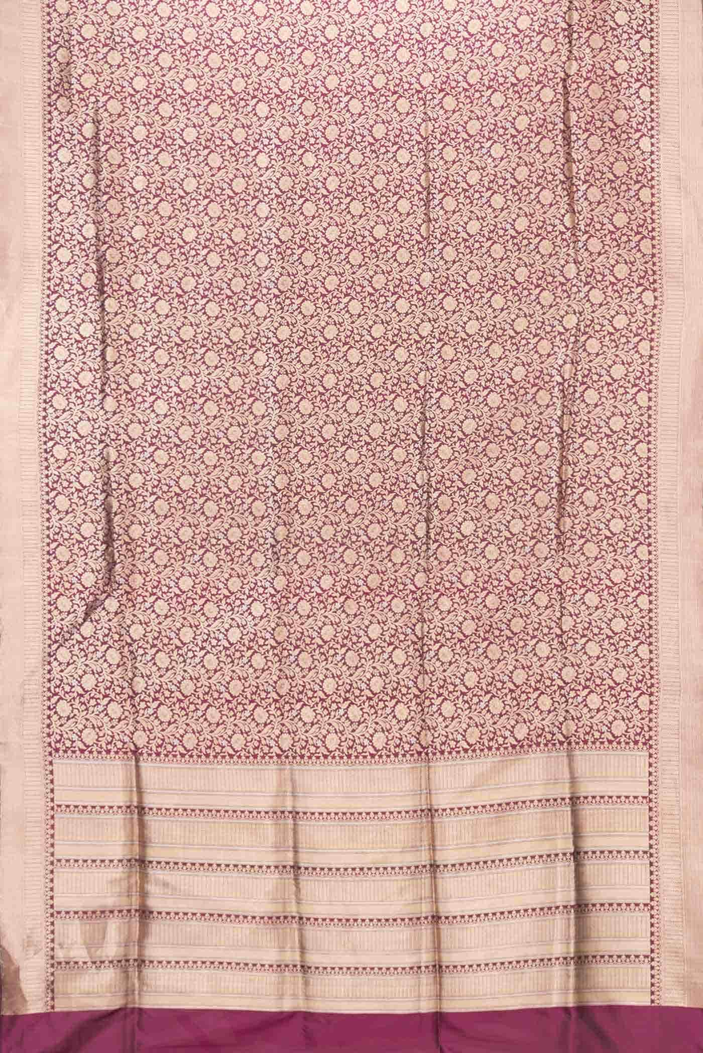 Magenta Dual Tone Banarasi Silk Saree - Image 4