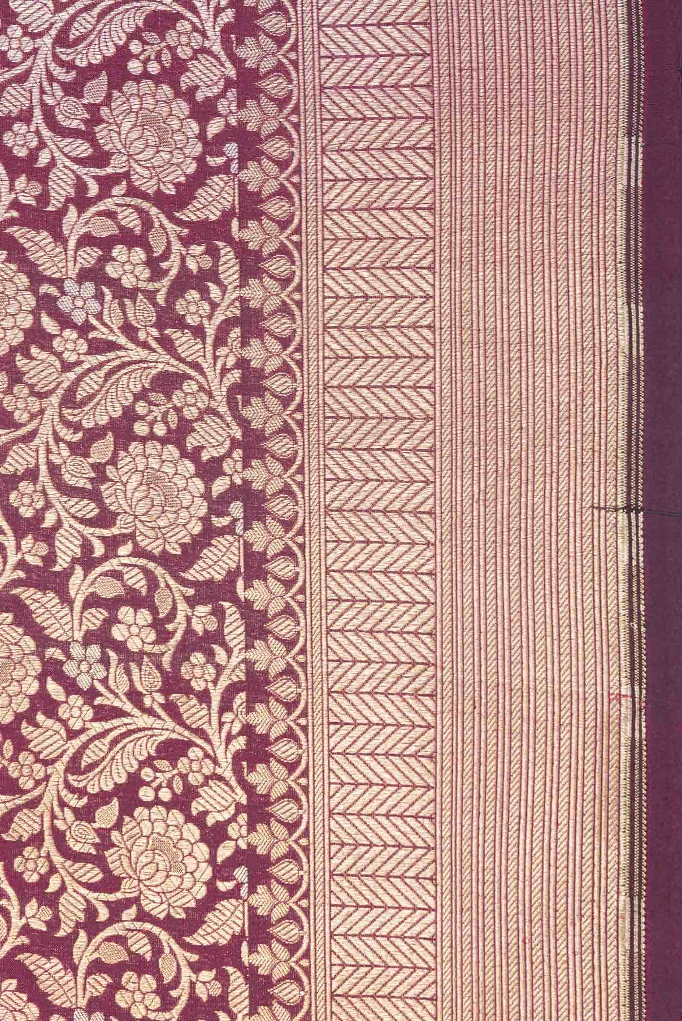 Magenta Dual Tone Banarasi Silk Saree - Image 5