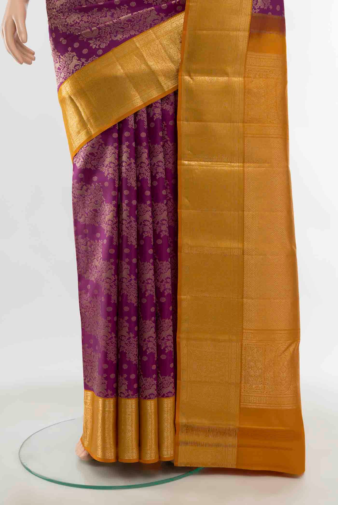 Magenta Kanjivaram Silk Saree - Image 3