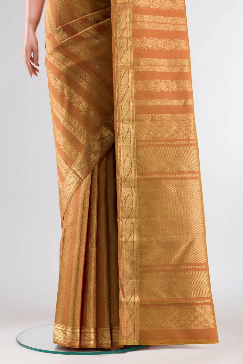 Mangalam-Orange Kanchipuram Silk Saree - Image 3