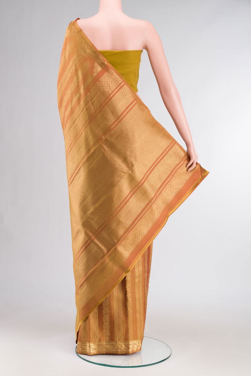 Mangalam-Orange Kanchipuram Silk Saree - Image 4