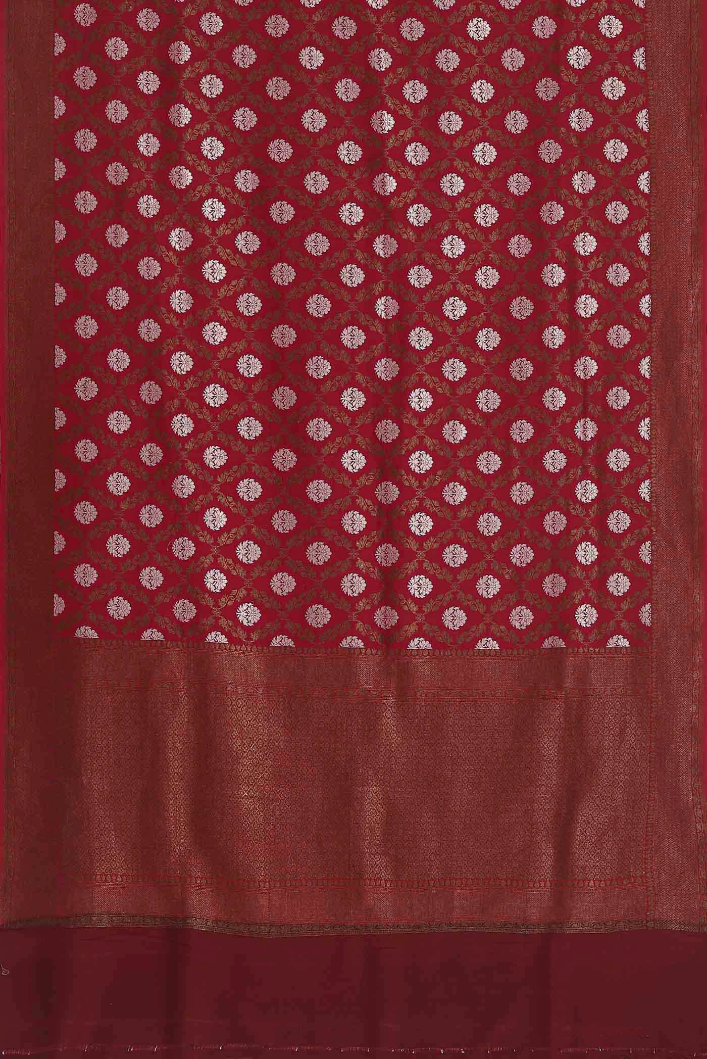 Maroon Banarasi Tussar Georgette Saree - Image 4