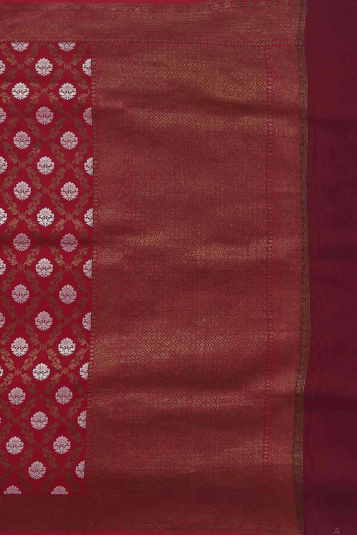 Maroon Banarasi Tussar Georgette Saree - Image 5