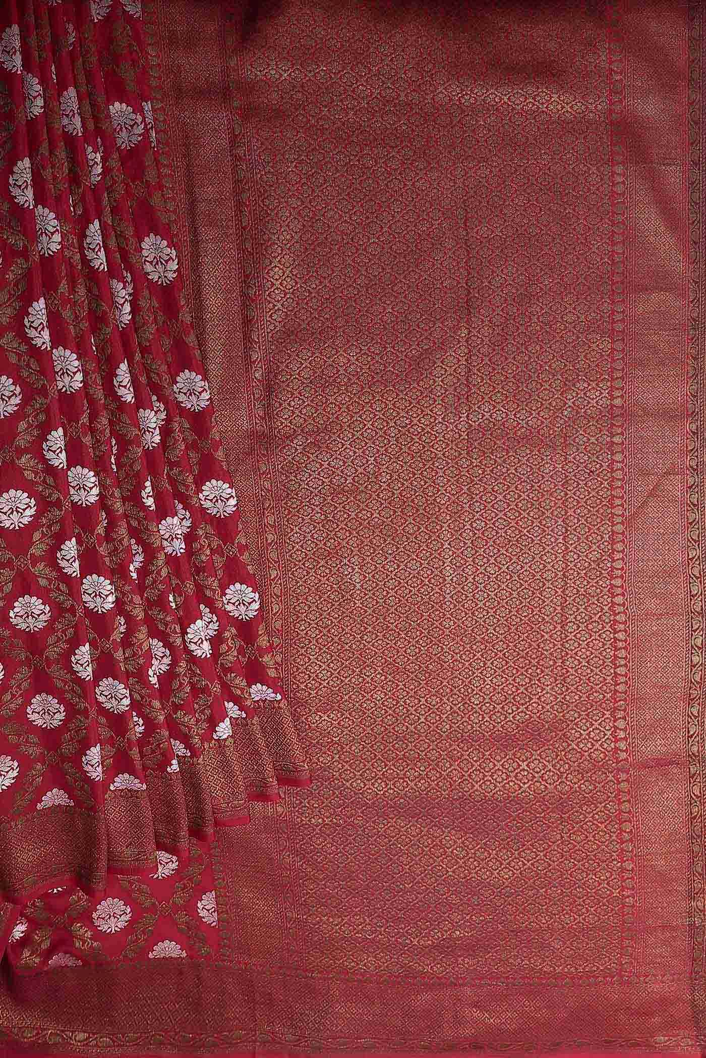 Maroon Banarasi Tussar Georgette Saree - Image 6