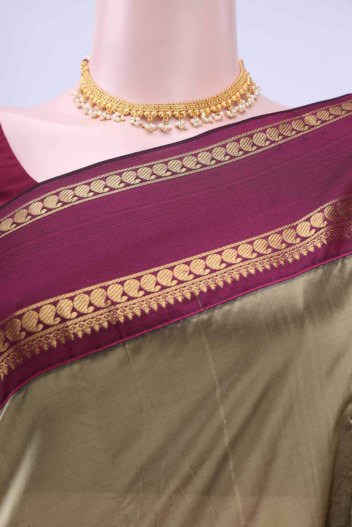 Maroon Blended Bangalore Silk - kadyal Saree - Image 3
