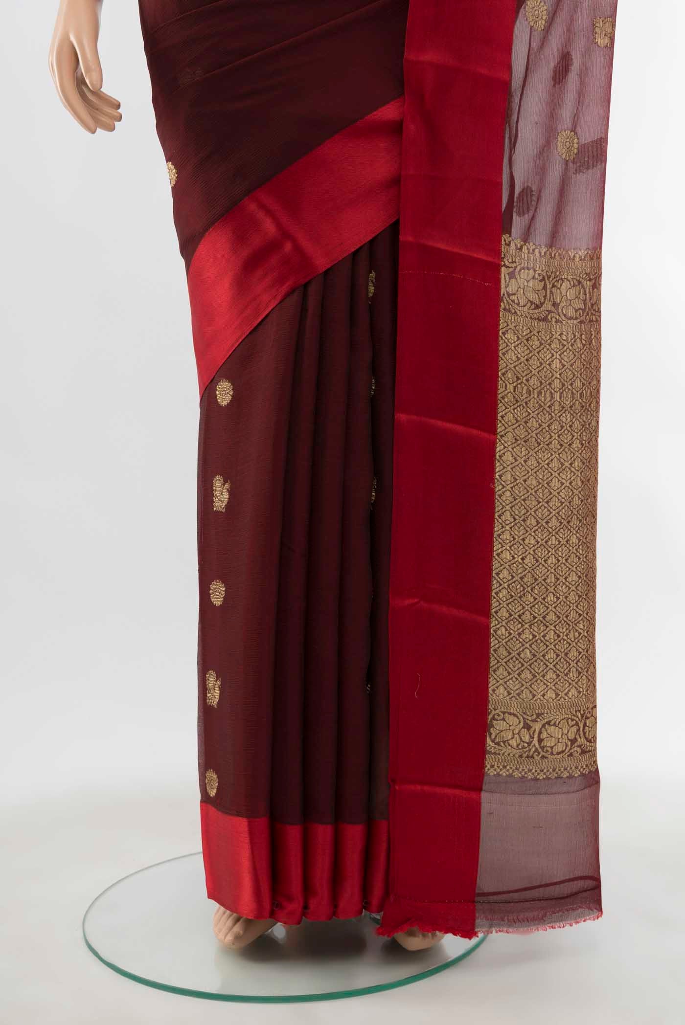 Maroon Chiffon Saree - Image 3