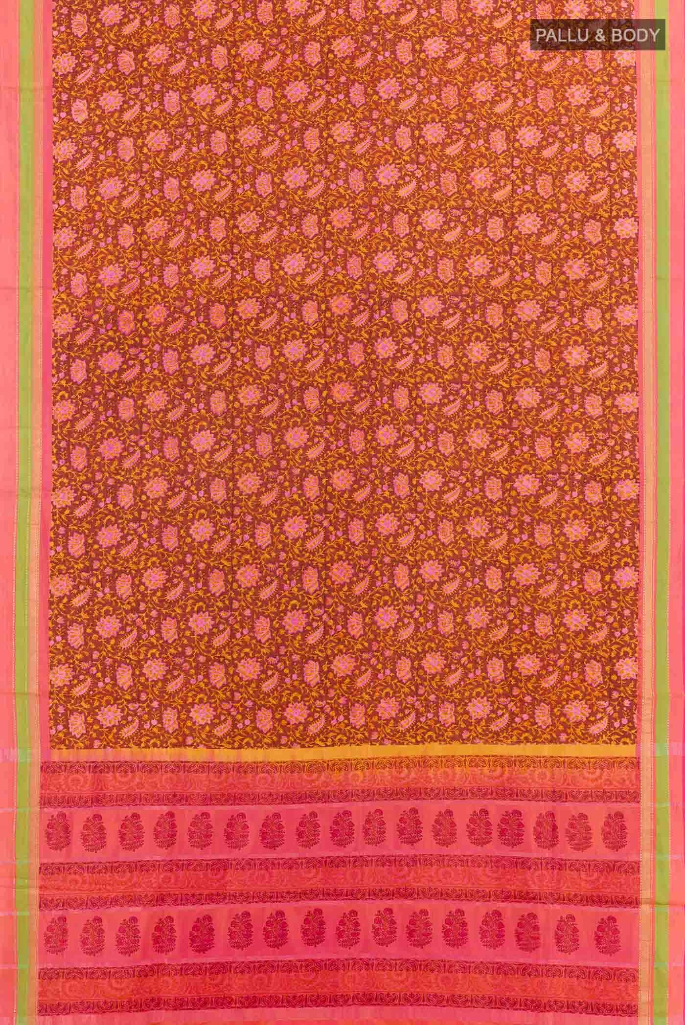 Maroon Printed Silk Saree - Image 3