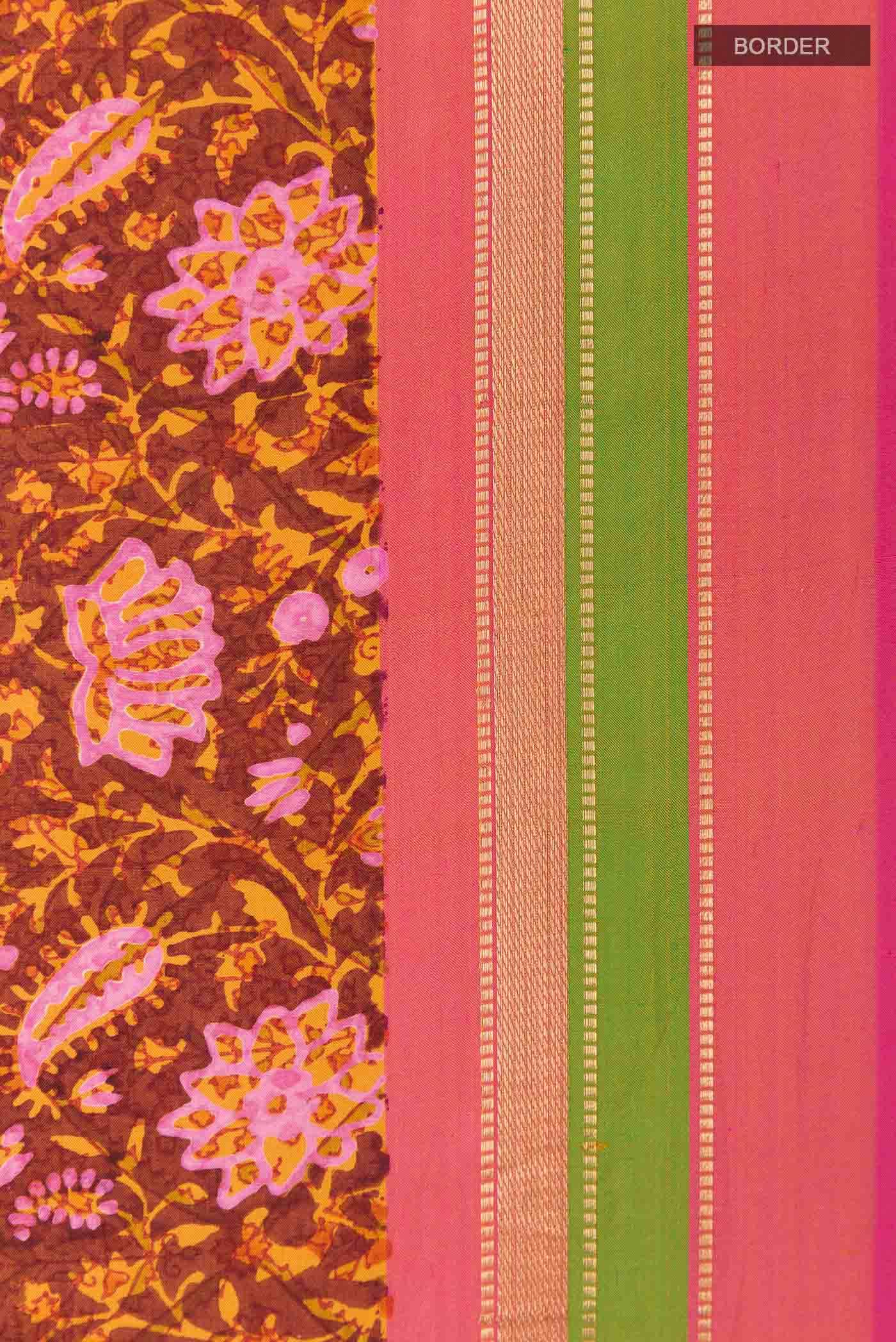 Maroon Printed Silk Saree - Image 4