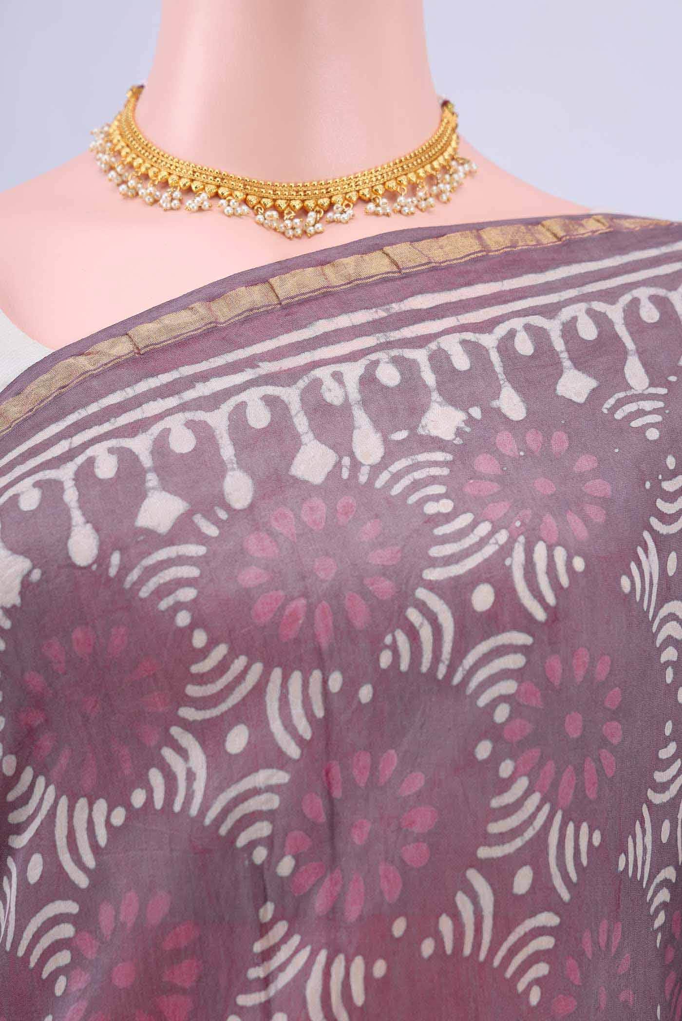 Mauve Chanderi Silk Saree - Image 3