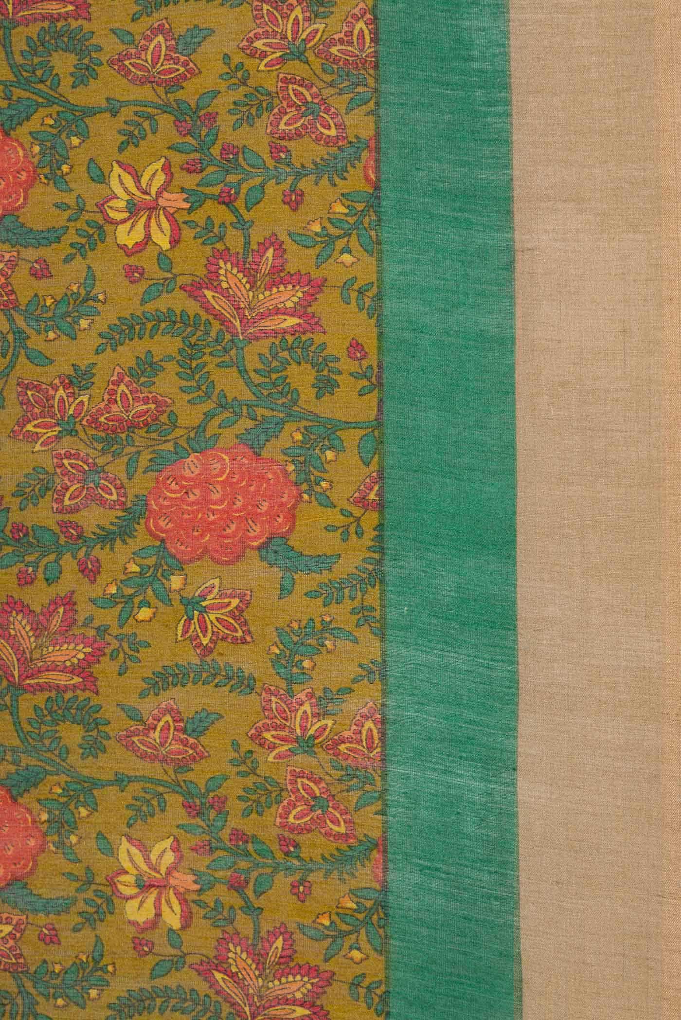 Mehandi Green Dual Tone Jute Silk Saree - Image 3