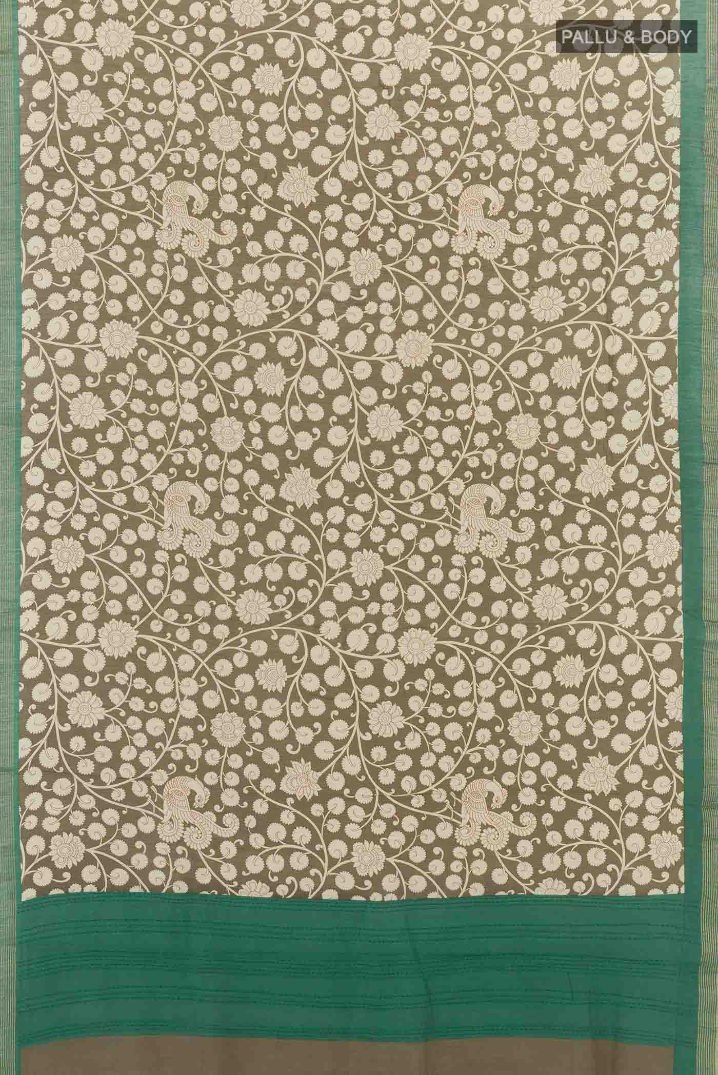 Mehandi Green Tussar Saree - Image 4