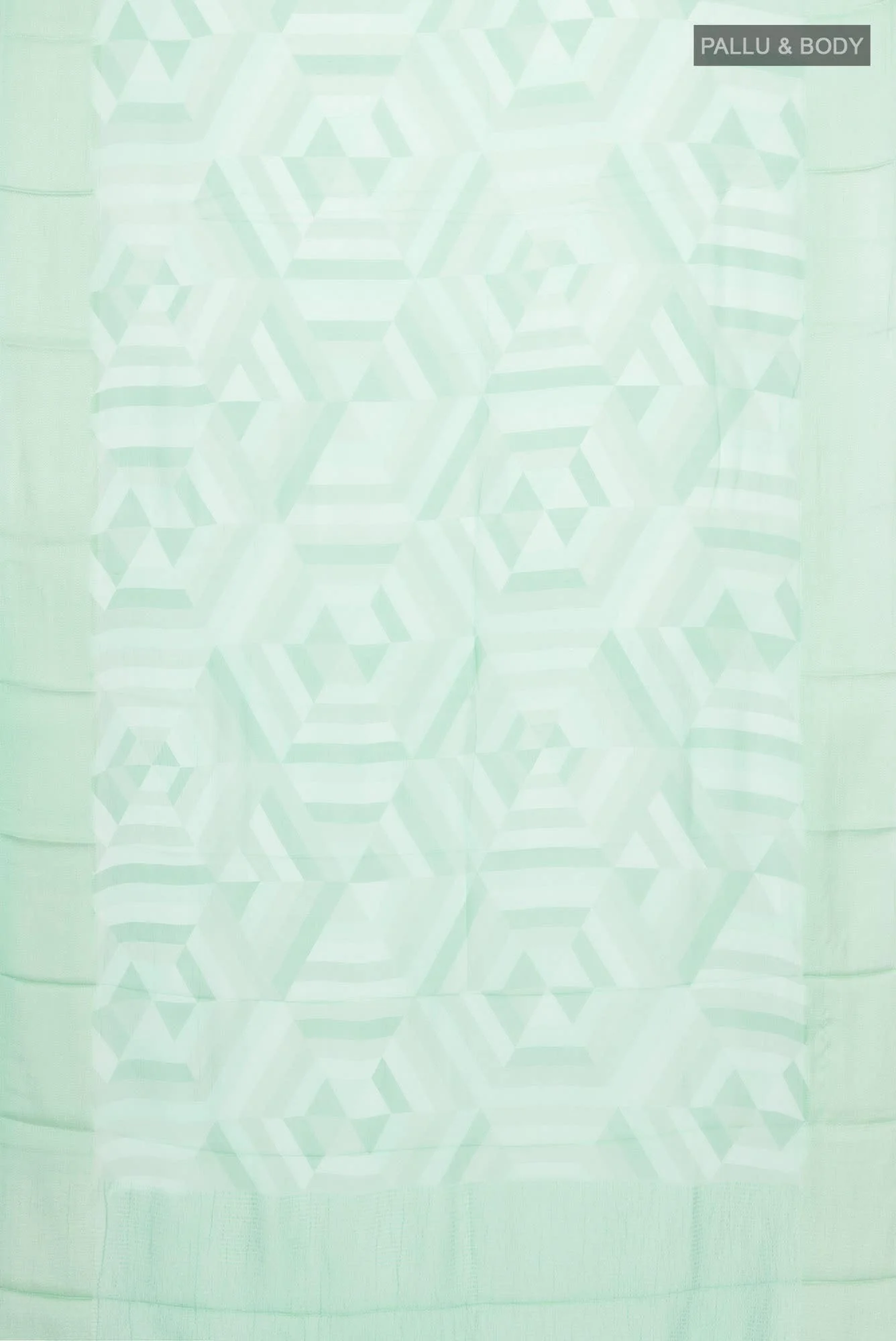 Mint Green Mysore Chiffon Saree - Image 3