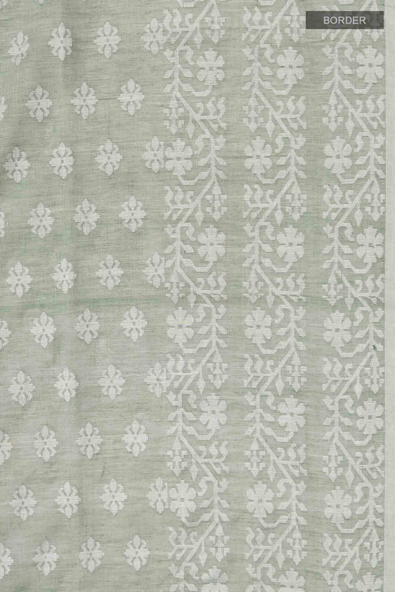 Mrinal-Sage Green Bengal Cotton saree - Image 7