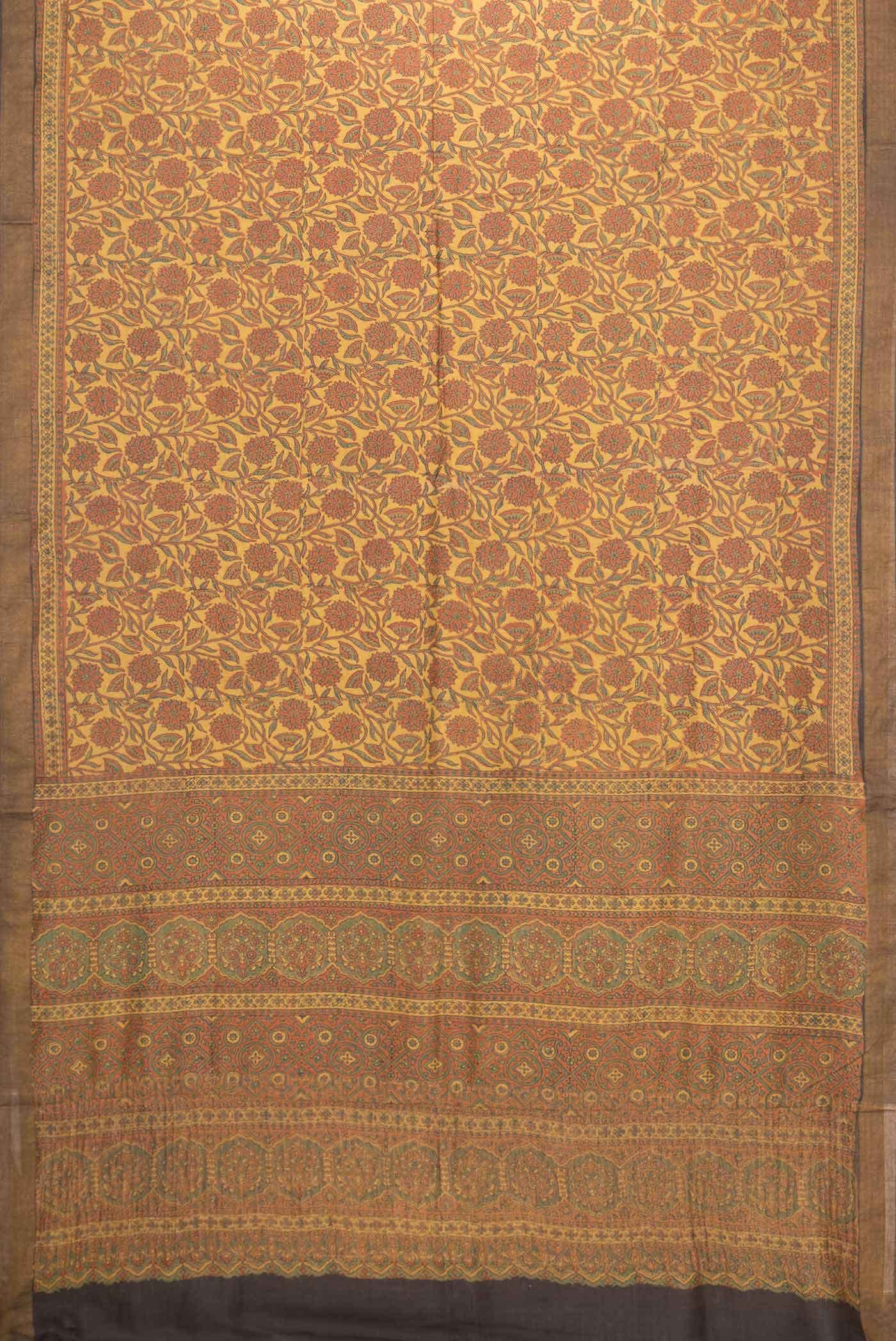 Mustard Dual Tone Tussar Silk Saree - Image 4