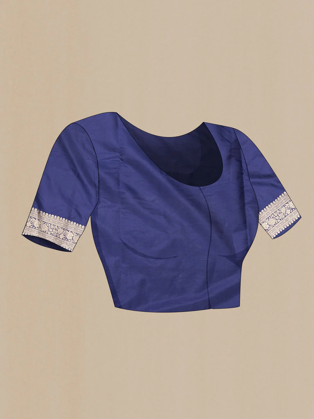 Navy Blue Dual Tone Banarasi Silk Saree - Image 6