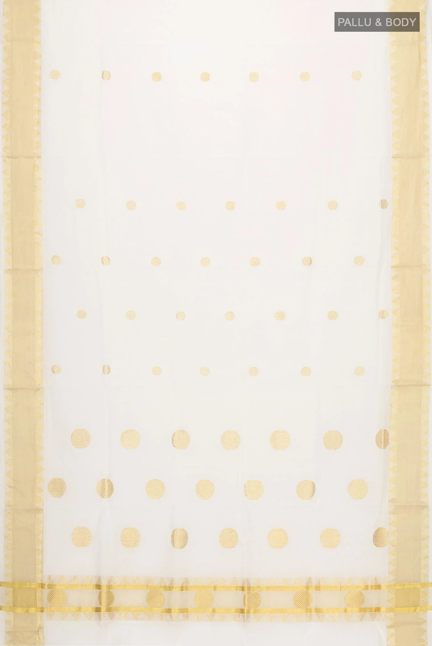 Off White Kerala Cotton Saree - Image 3