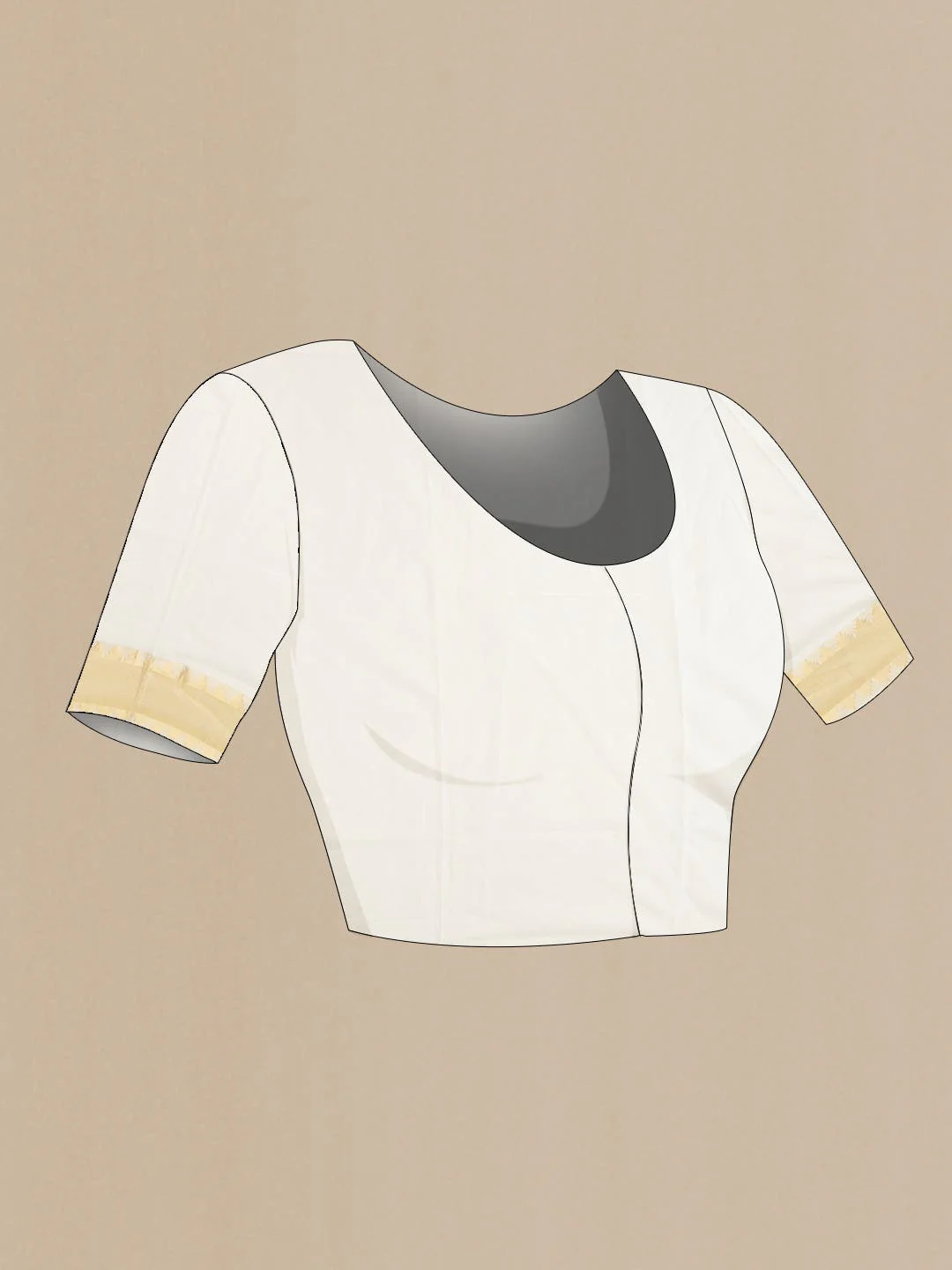 Off White Kerala Cotton Saree - Image 5