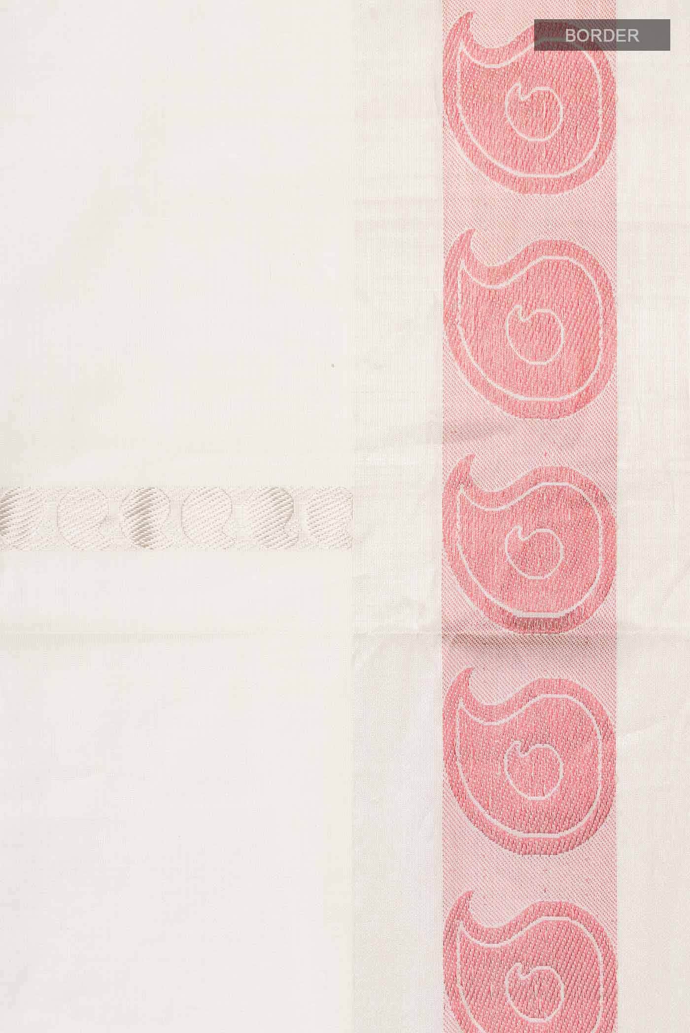 Off White Kerala Cotton Saree - Image 4