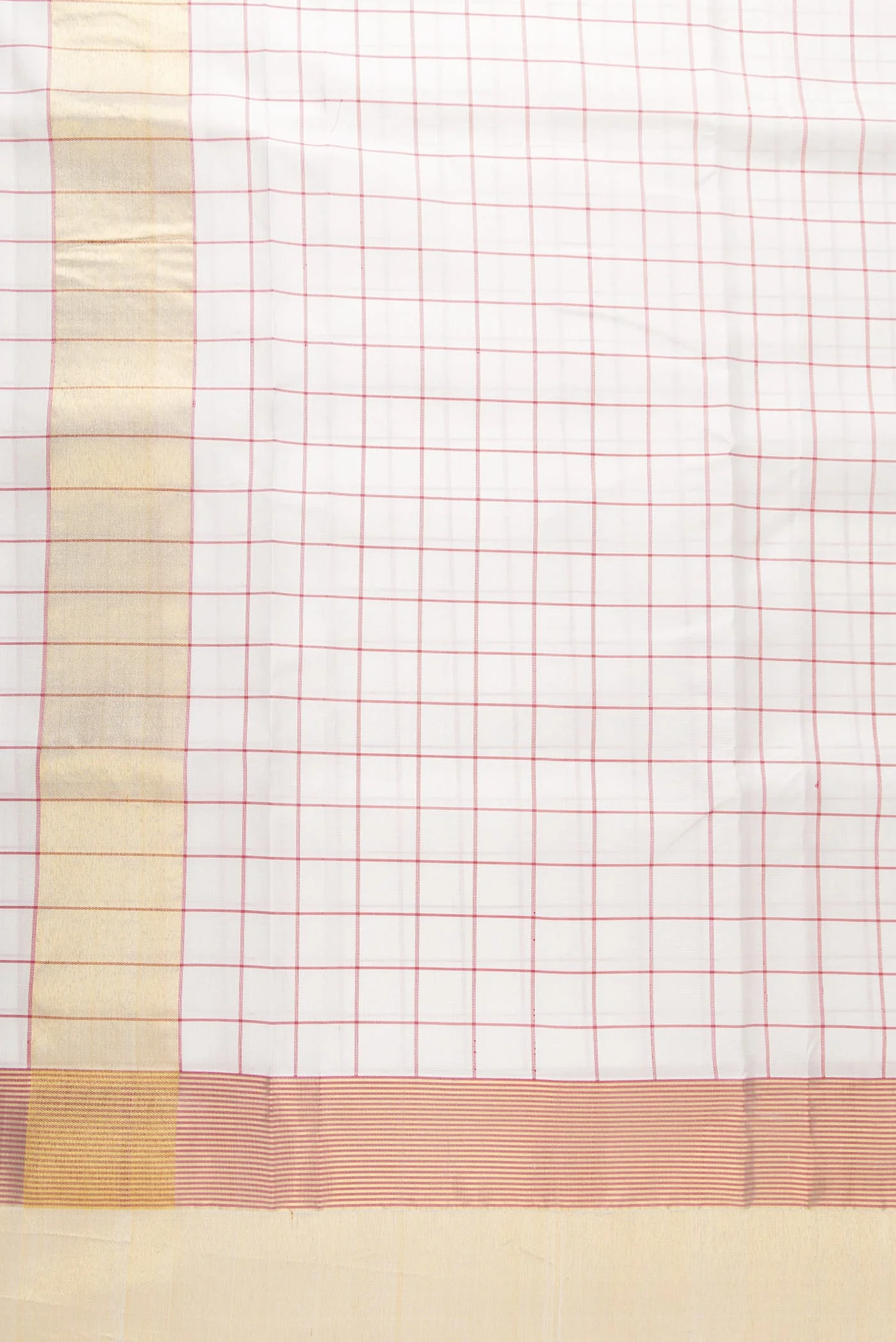 Off White Silk Dhoti With Angavastram (8X4) Muzham - Image 3