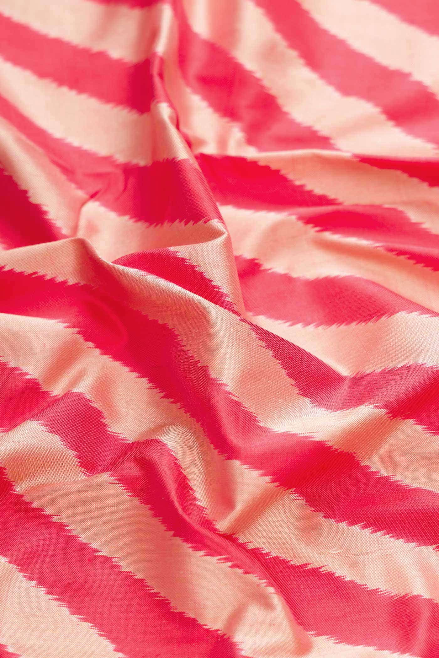 Orange and Beige Dual Tone Double Ikat Saree - Image 3