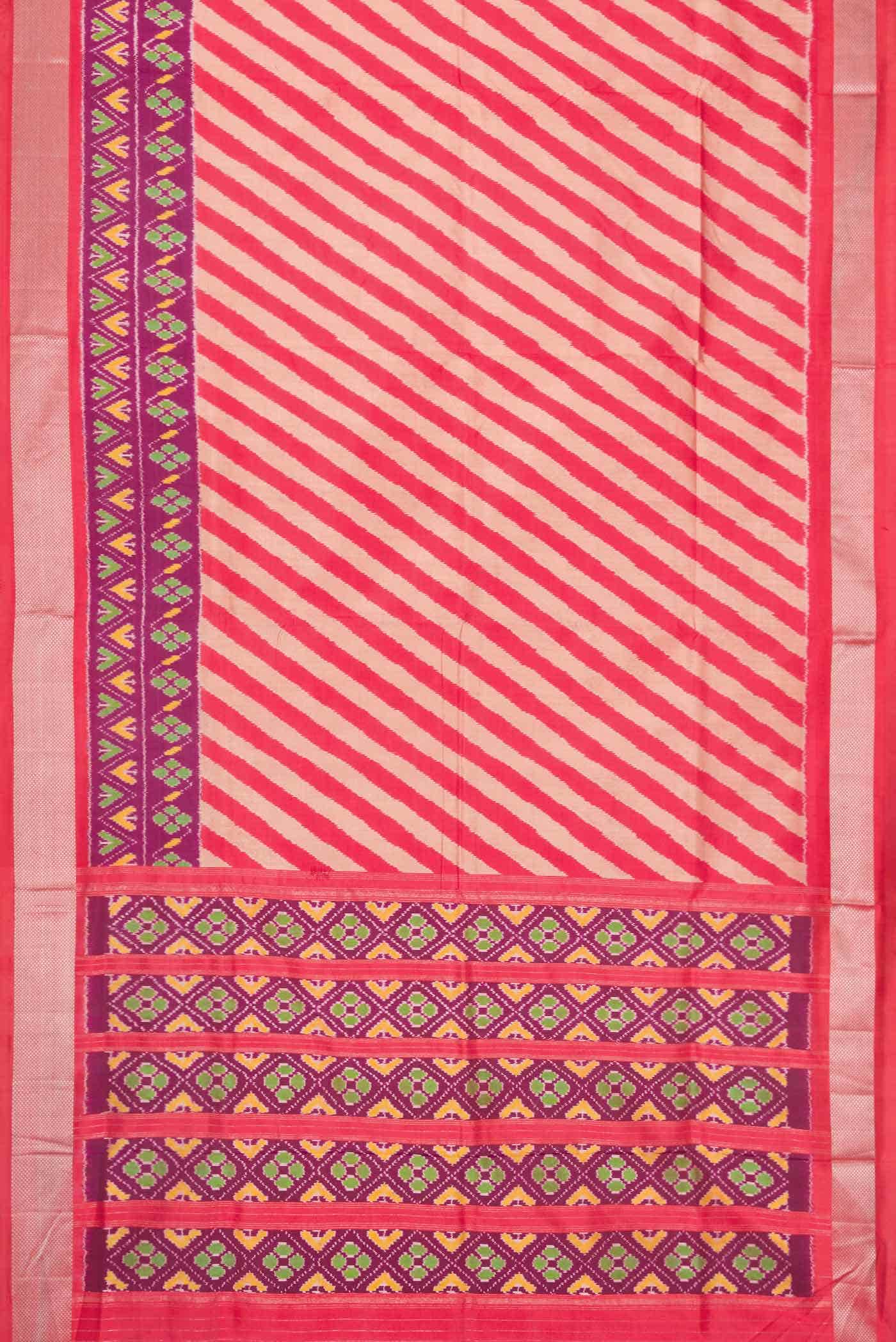 Orange and Beige Dual Tone Double Ikat Saree - Image 4