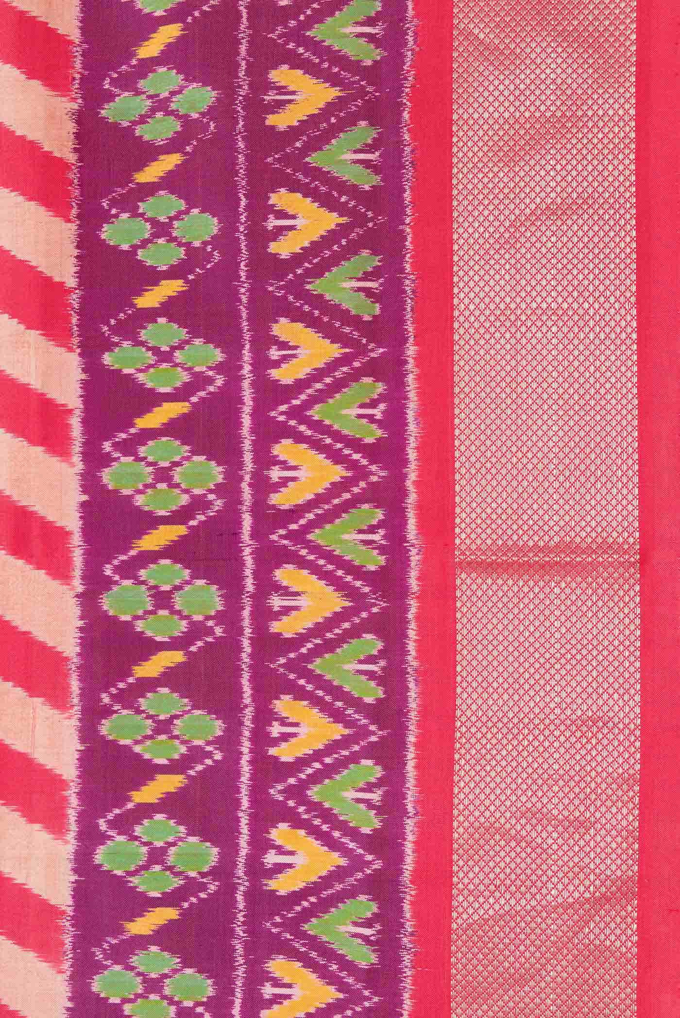 Orange and Beige Dual Tone Double Ikat Saree - Image 5