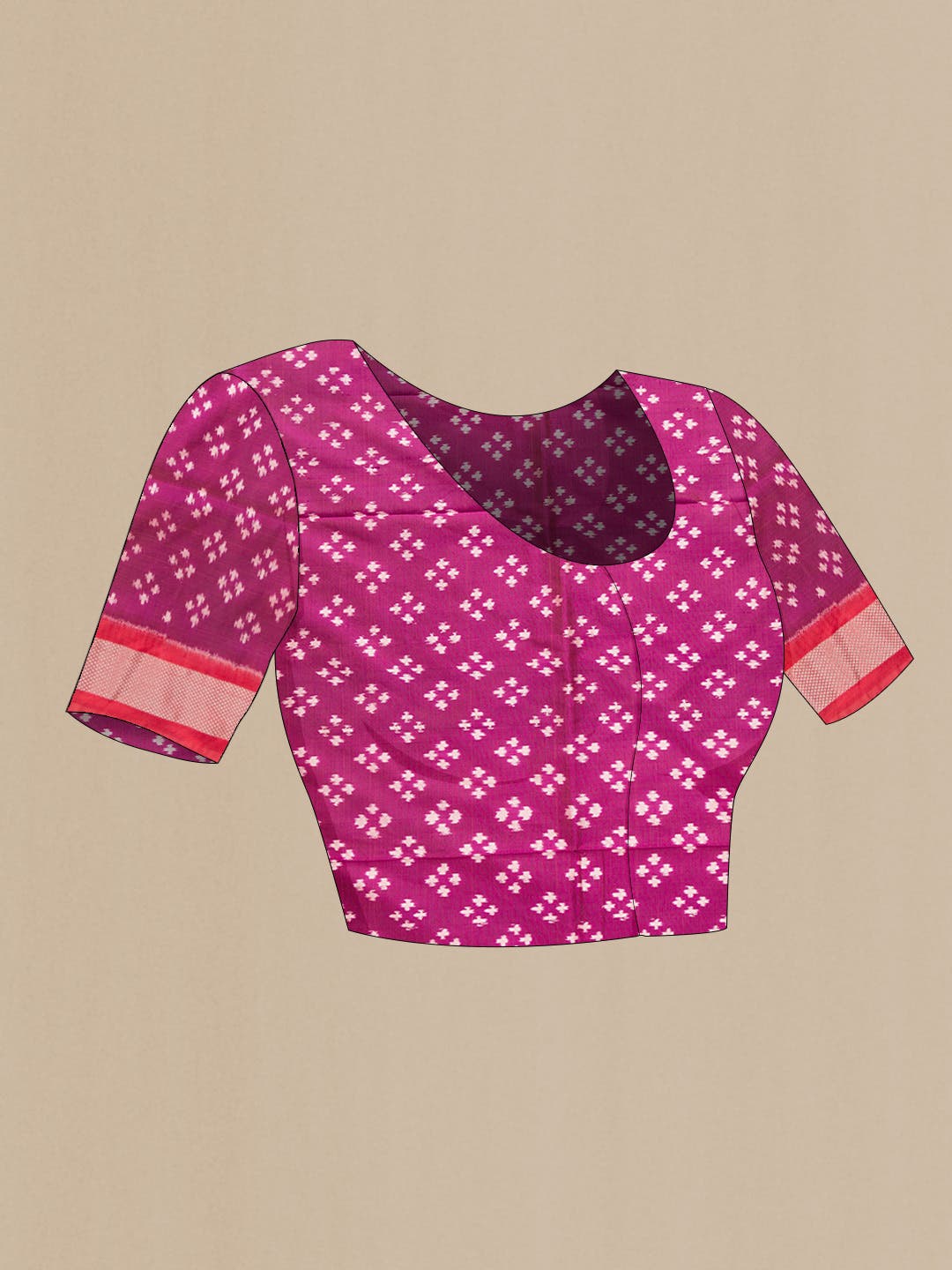 Orange and Beige Dual Tone Double Ikat Saree - Image 6