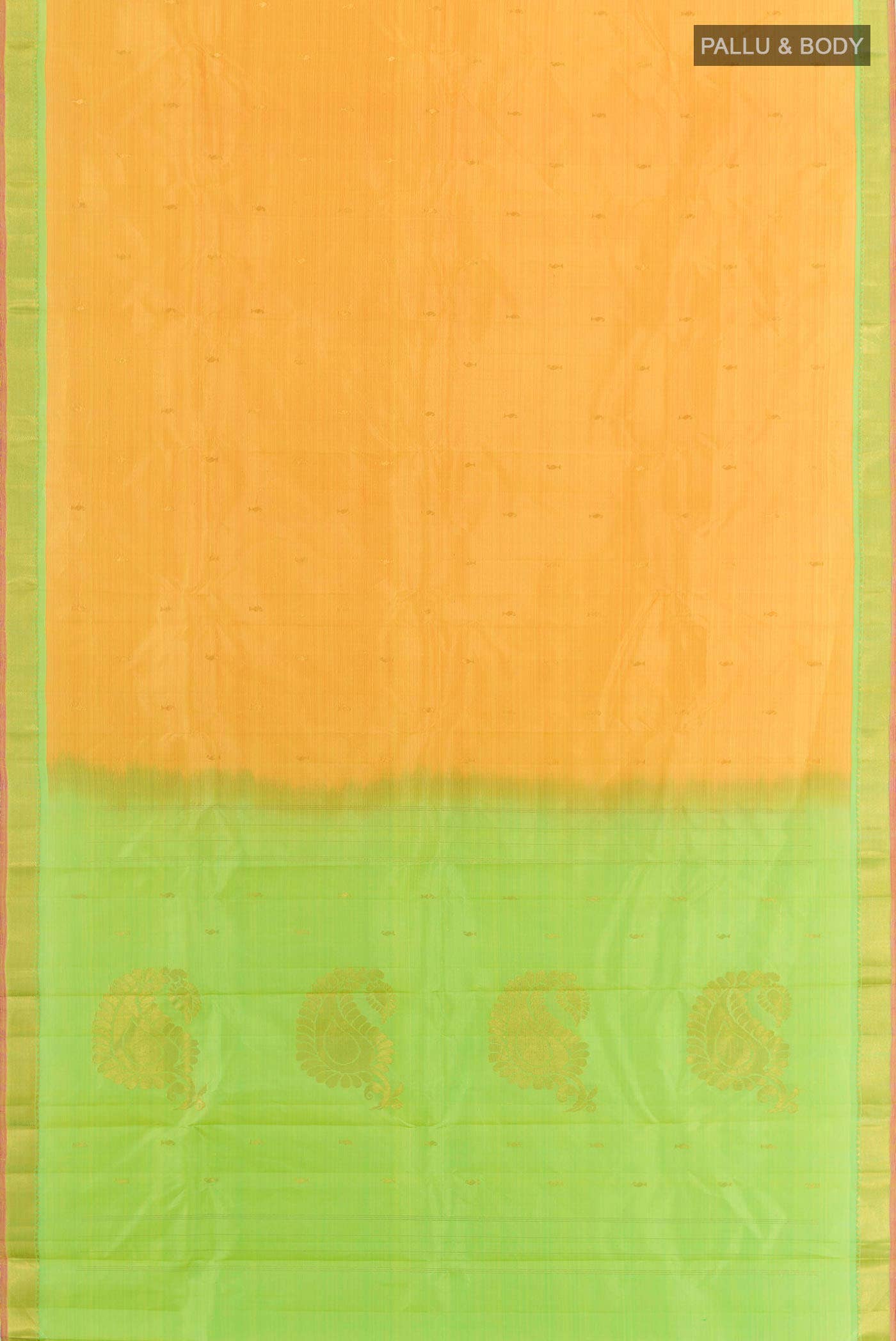 Orange Dual Tone Kanchipuram Silk Saree - Image 4