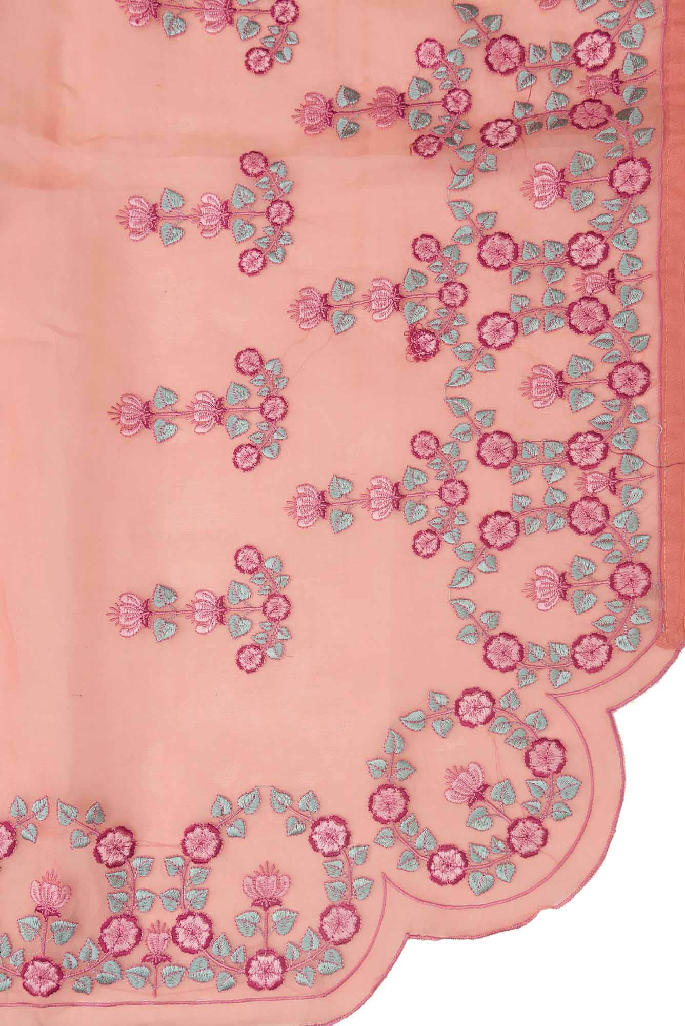 Ethereal Love Orange floral design saree from Embroidered Romance Collection by Nalli - Image 4