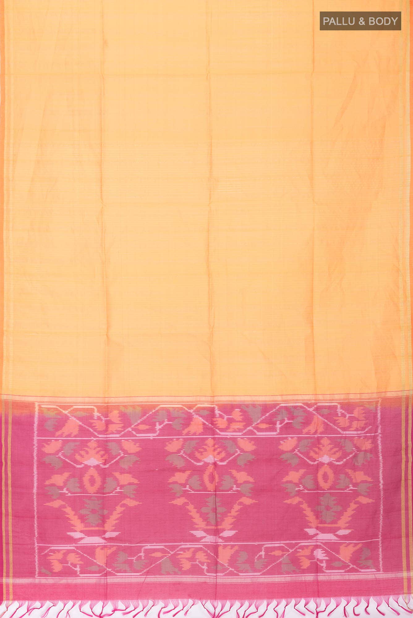 Orange Silk Cotton Saree - Image 3