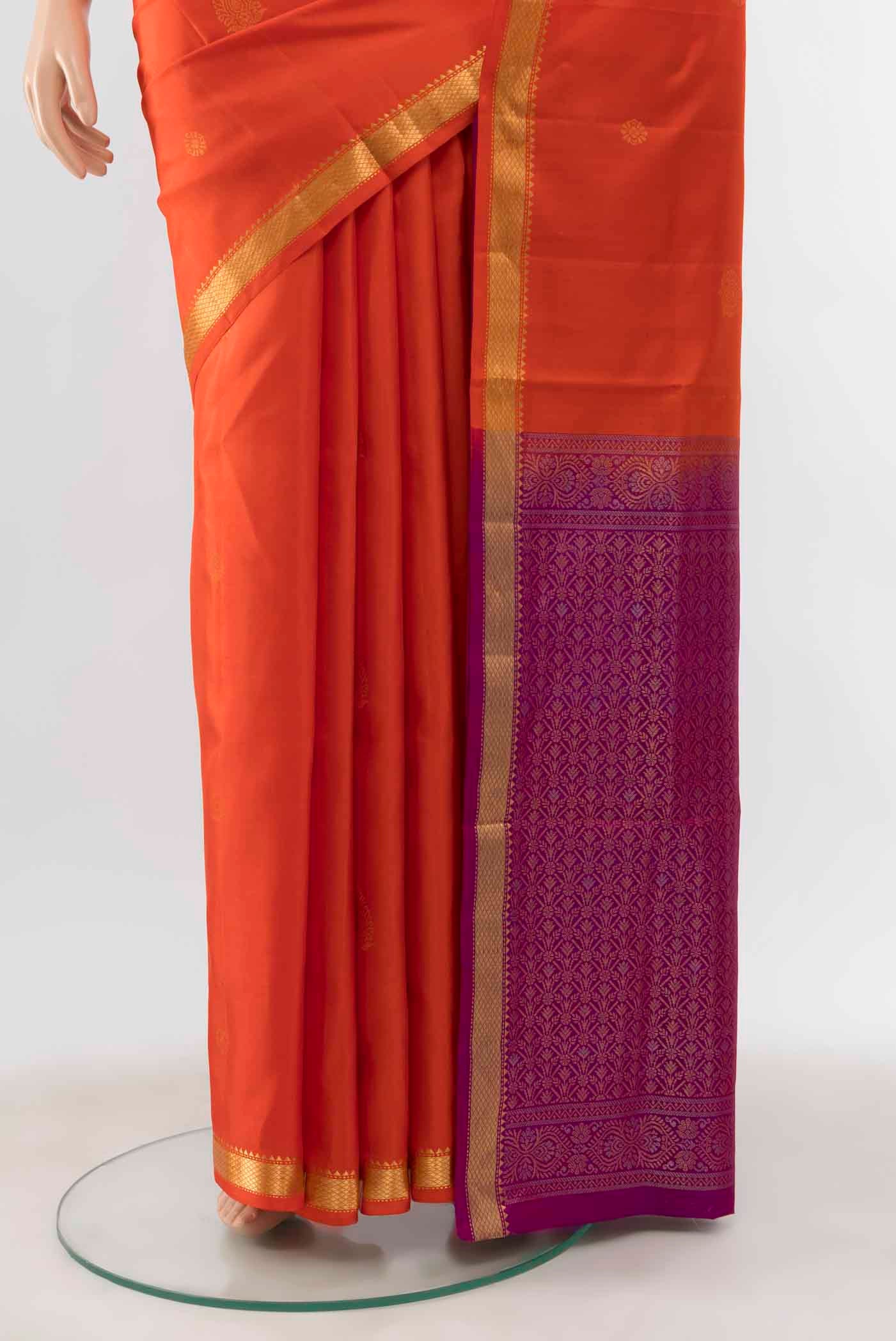 Orange Soft Silk Saree - Image 3