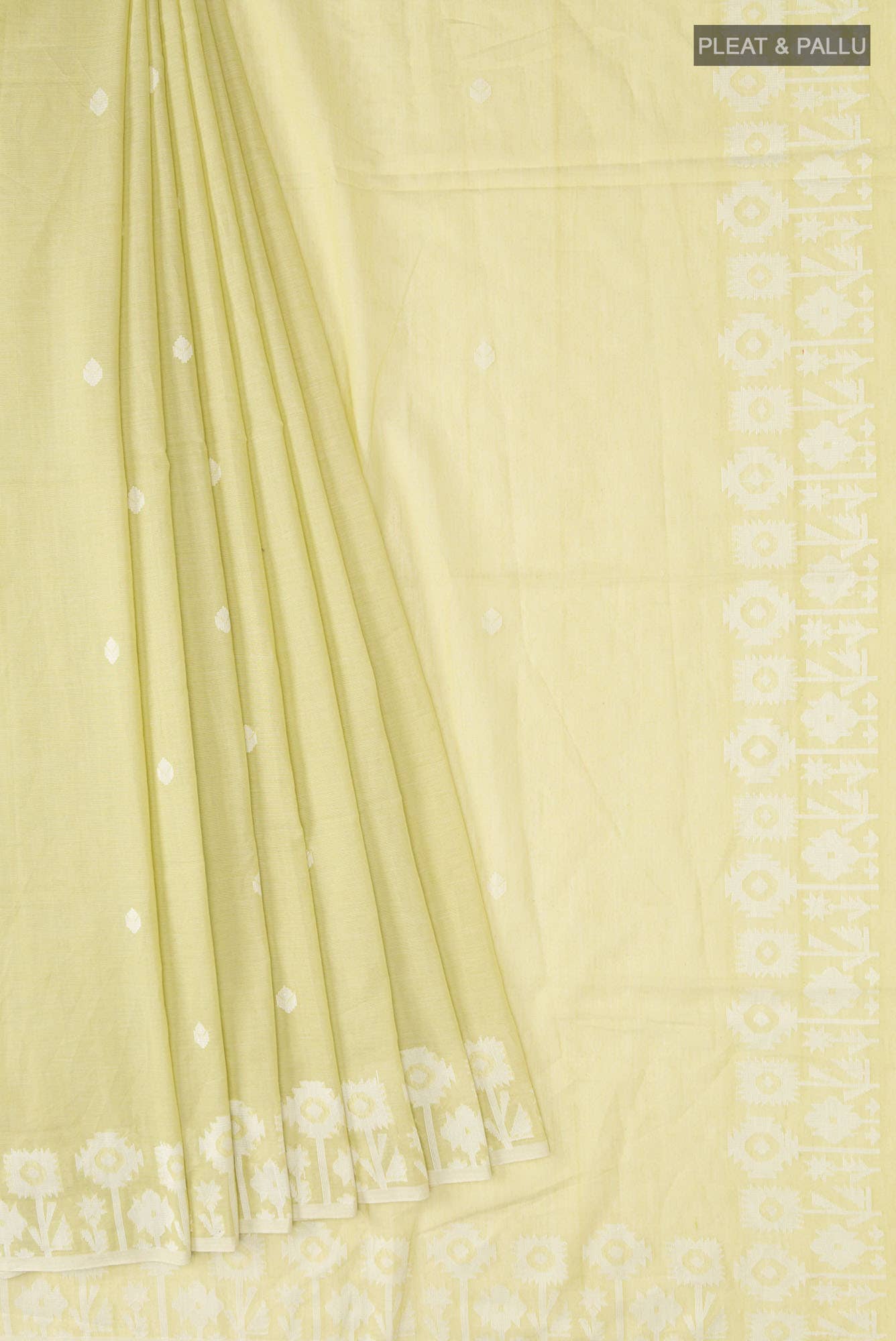 Paromita-Lemon Grass Green Bengal Cotton saree - Image 6