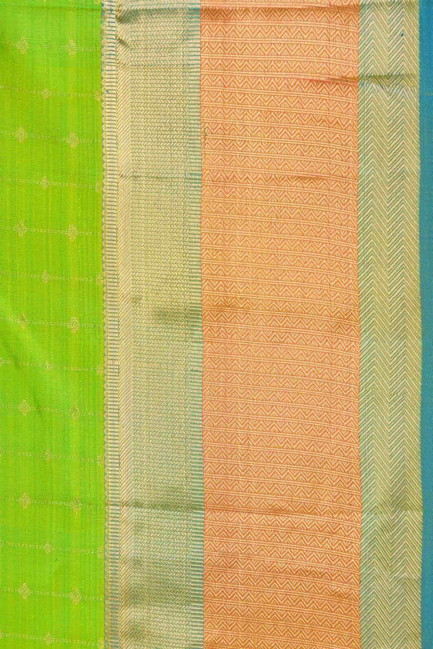 Parrot Green Dual Tone Kanchipuram Silk Saree - Image 4