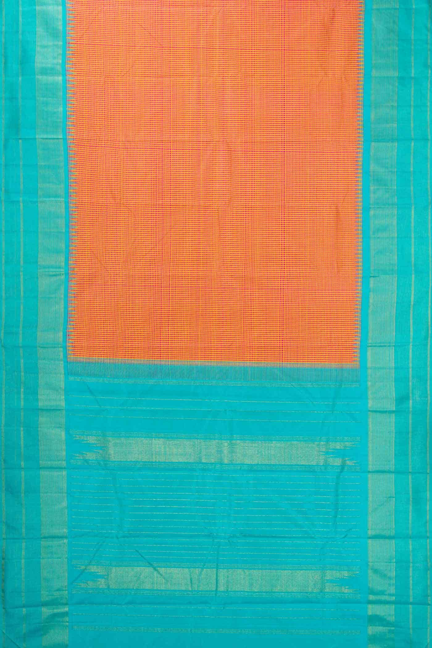 Pure Silk Pure Zari Peach Dual Tone Kanjivaram Saree - Image 4