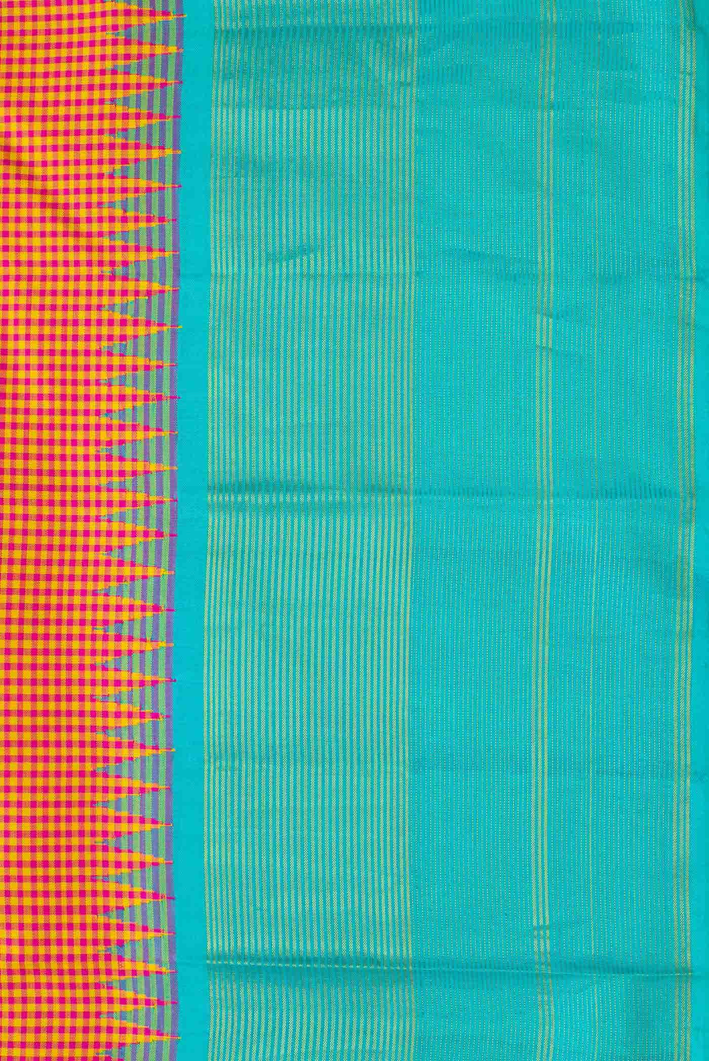 Pure Silk Pure Zari Peach Dual Tone Kanjivaram Saree - Image 5