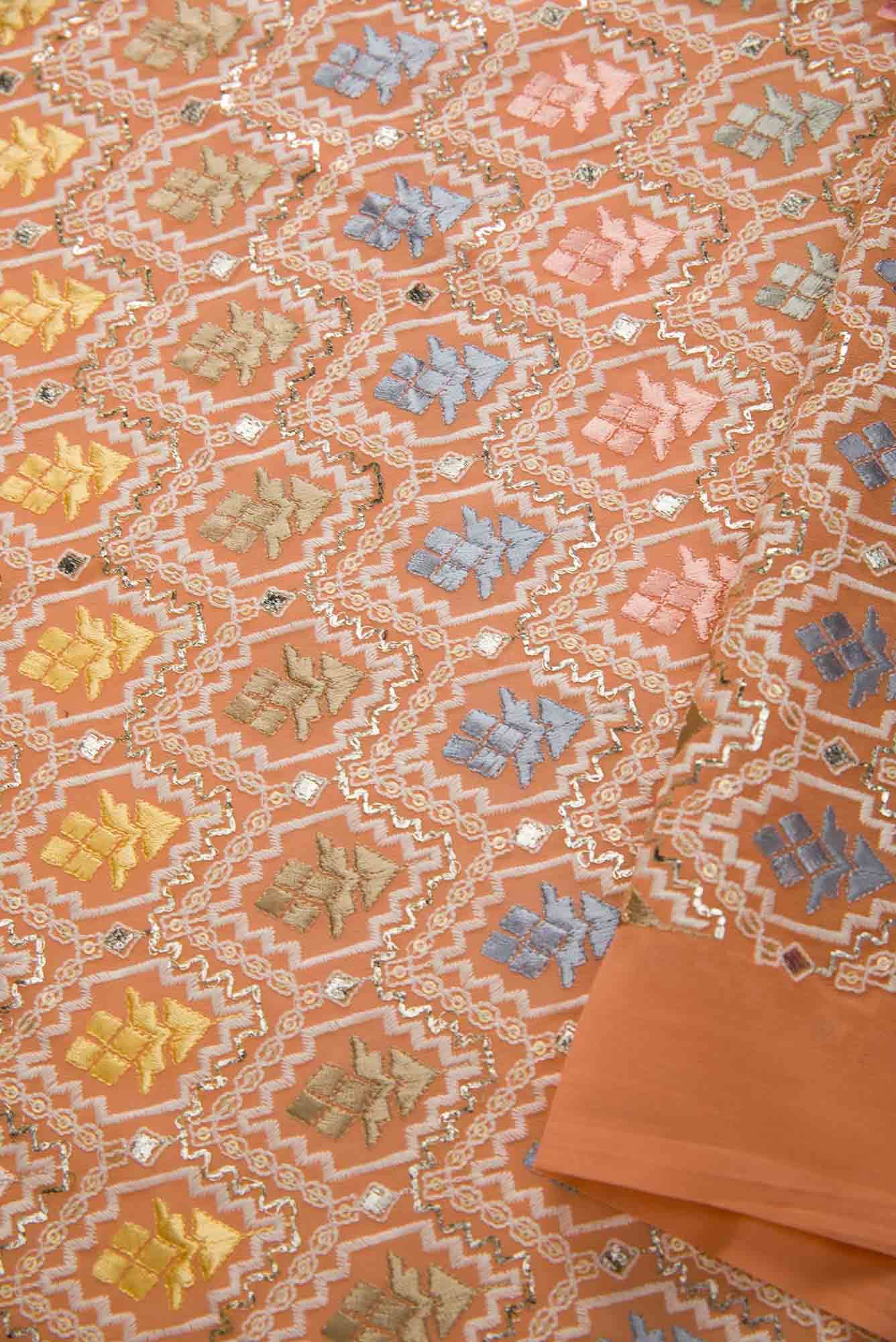 Peach Georgette Dress Material - Image 6