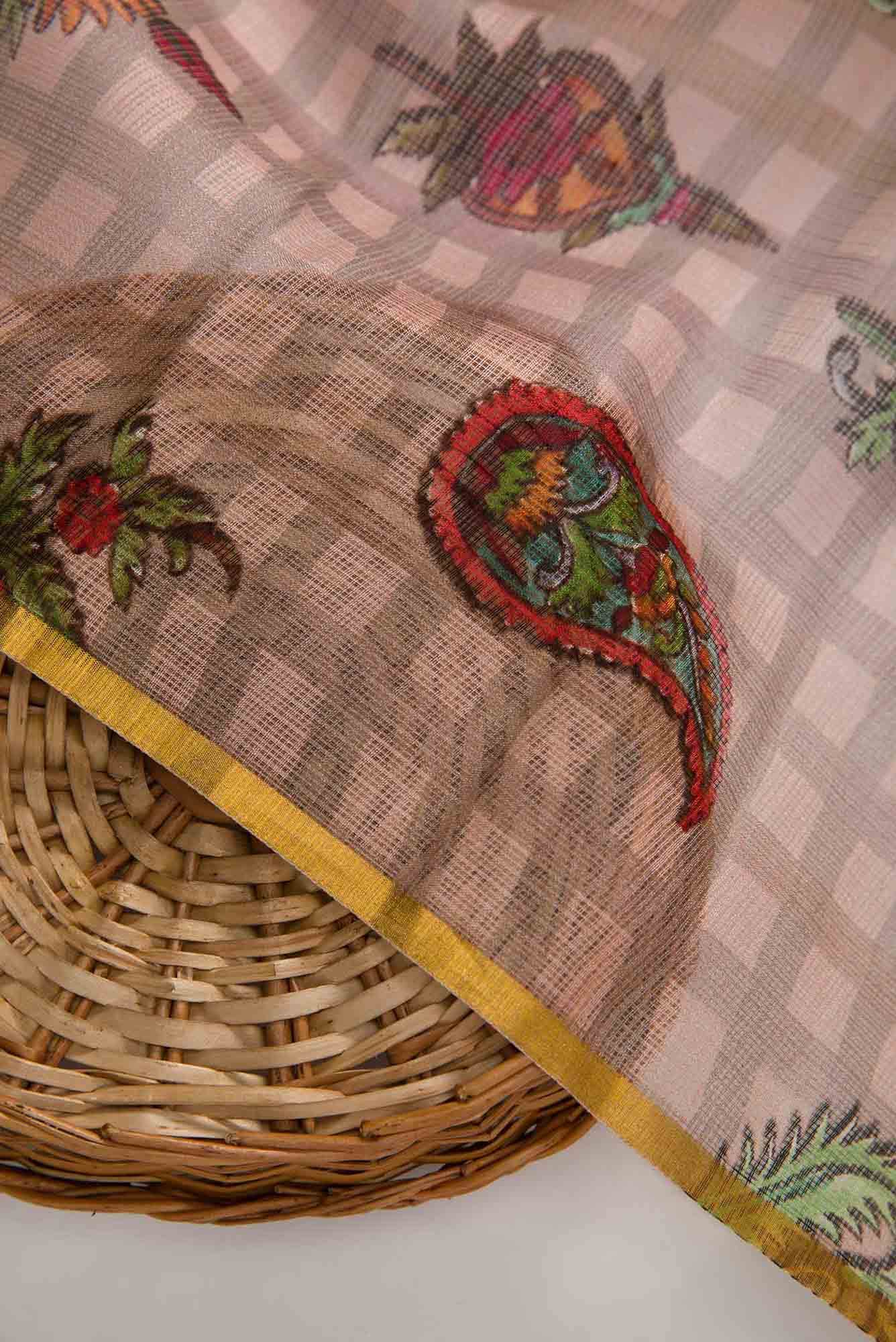 Peach Kota Silk Dress Material - Image 3