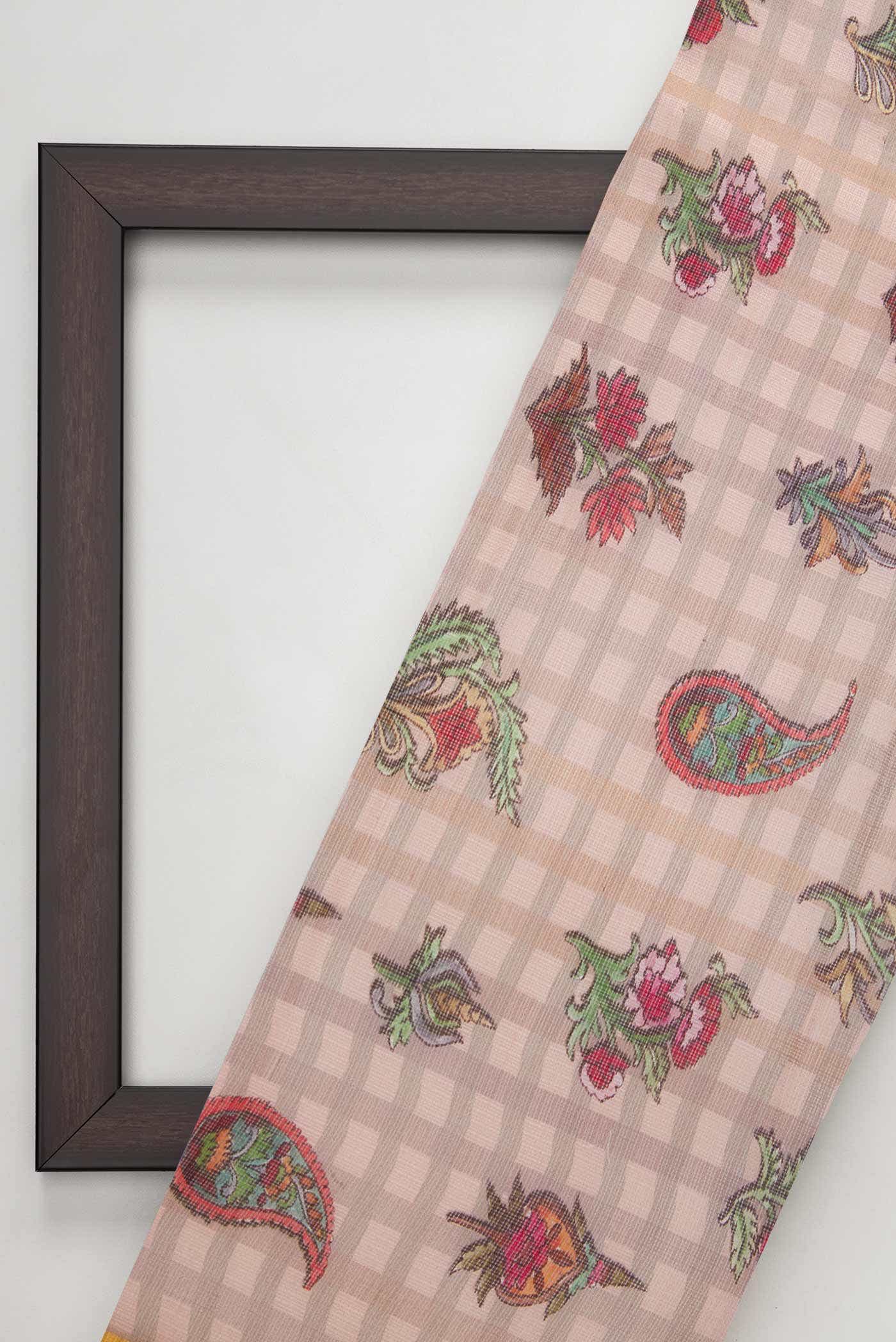 Peach Kota Silk Dress Material - Image 4