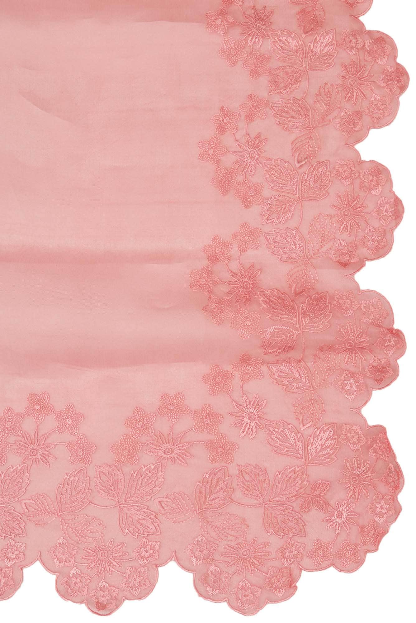 Forget-me-not Peach floral design saree from Embroidered Romance Collection by Nalli - Image 5