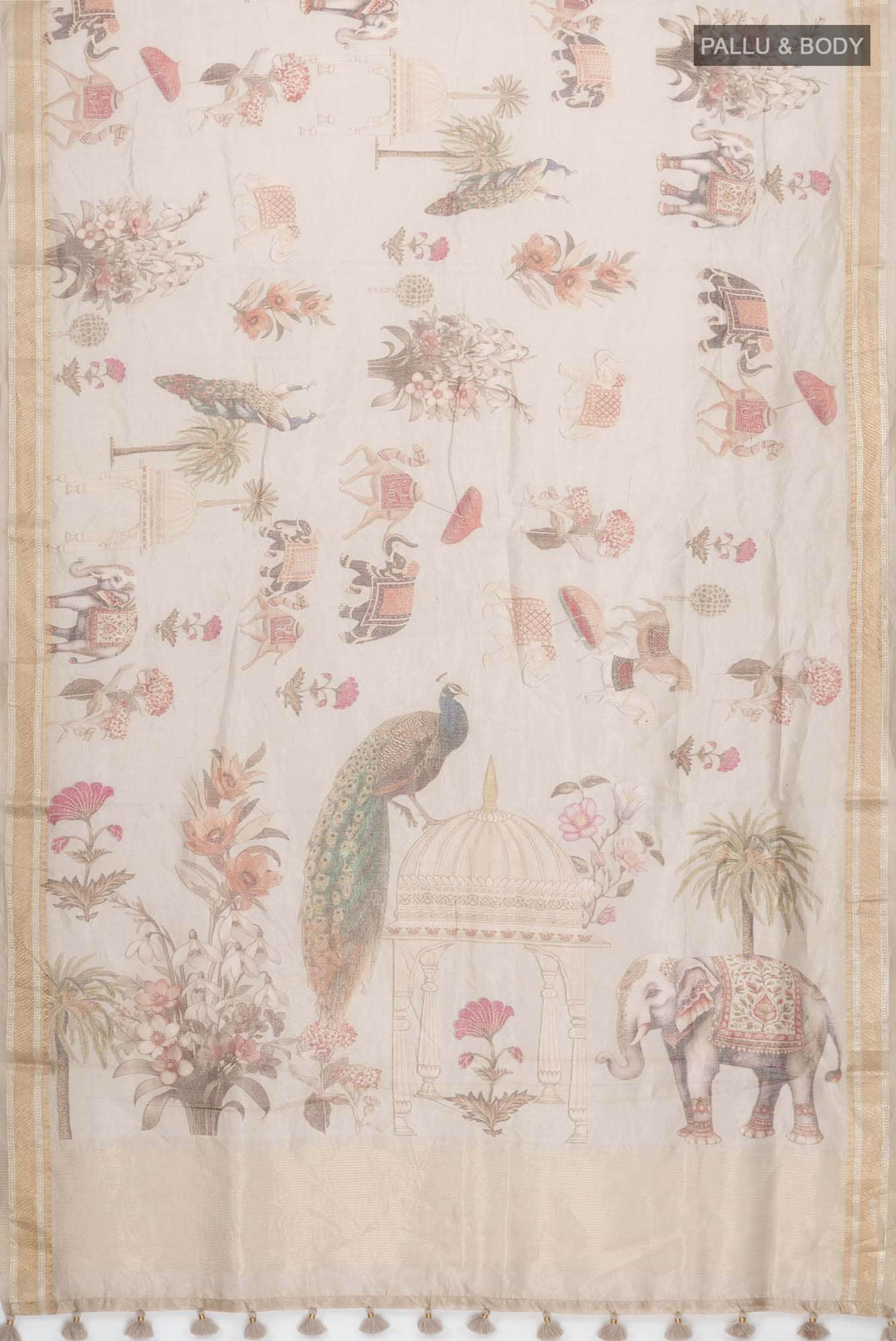 Peach Tissue Silk Saree - Image 3