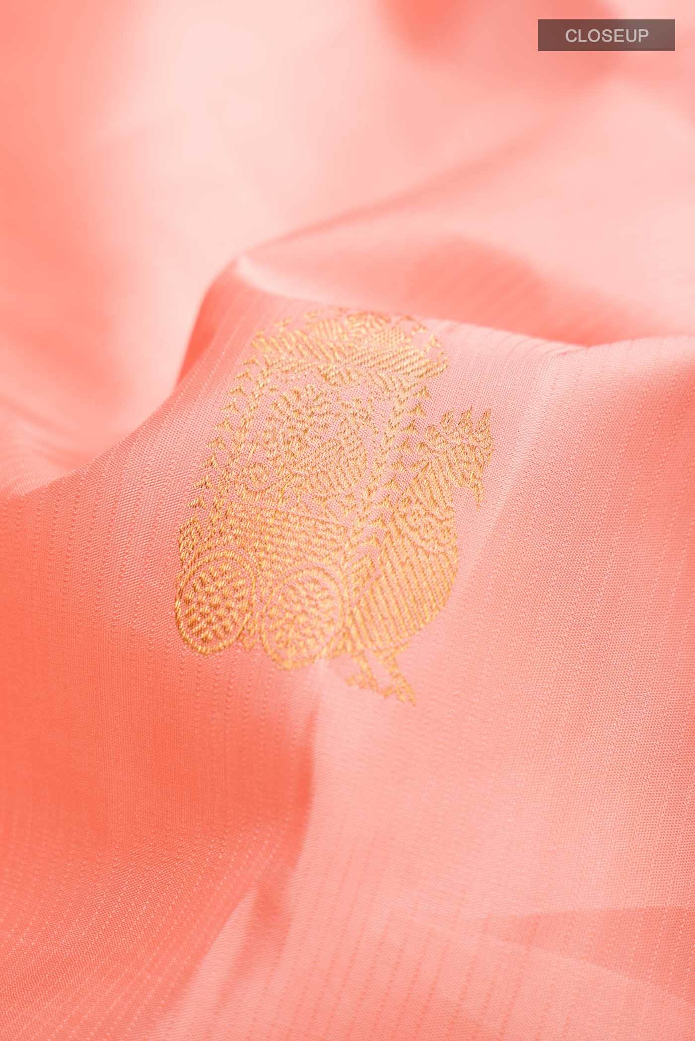 Peach Kanchipuram Silk Saree - Image 3