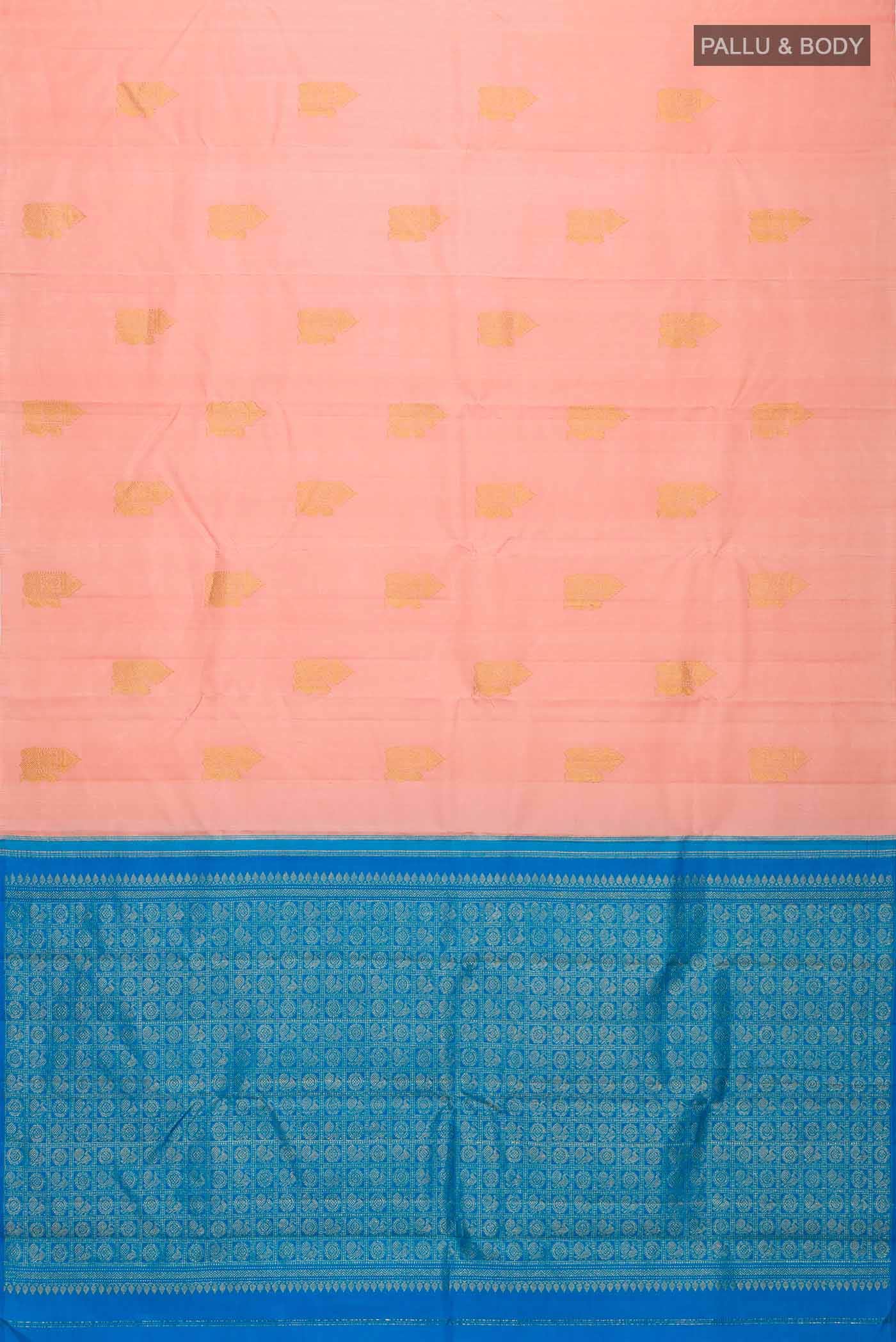 Peach Kanchipuram Silk Saree - Image 4