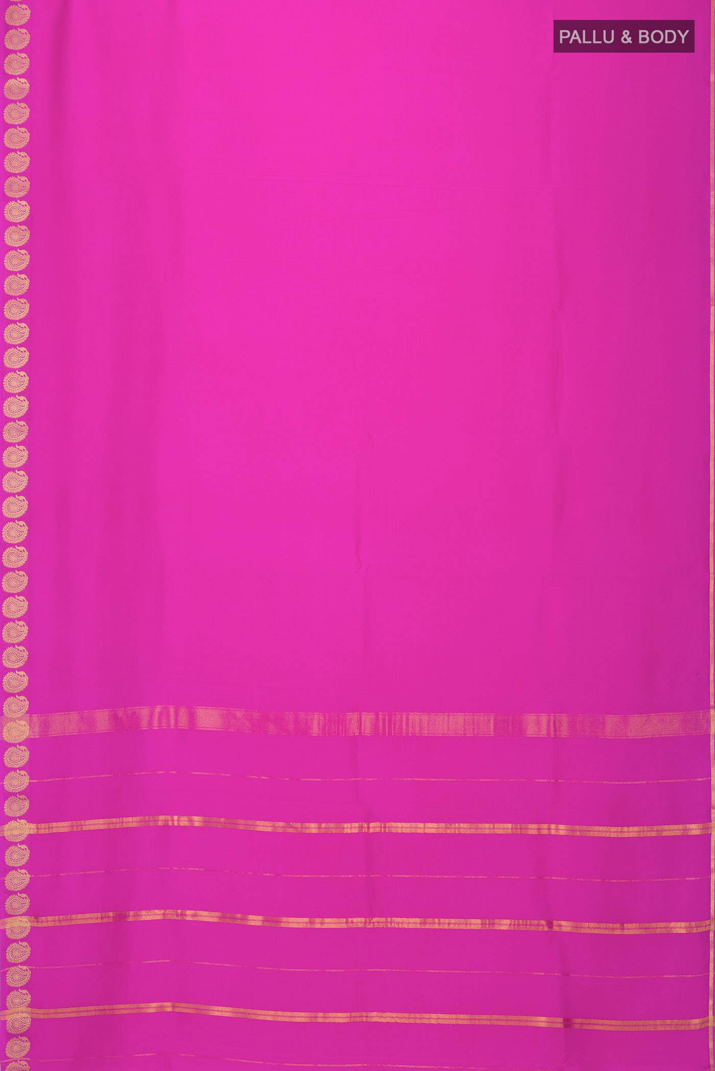 Pure Silk Pure Zari Pink Mysore Crepe Saree - Image 4