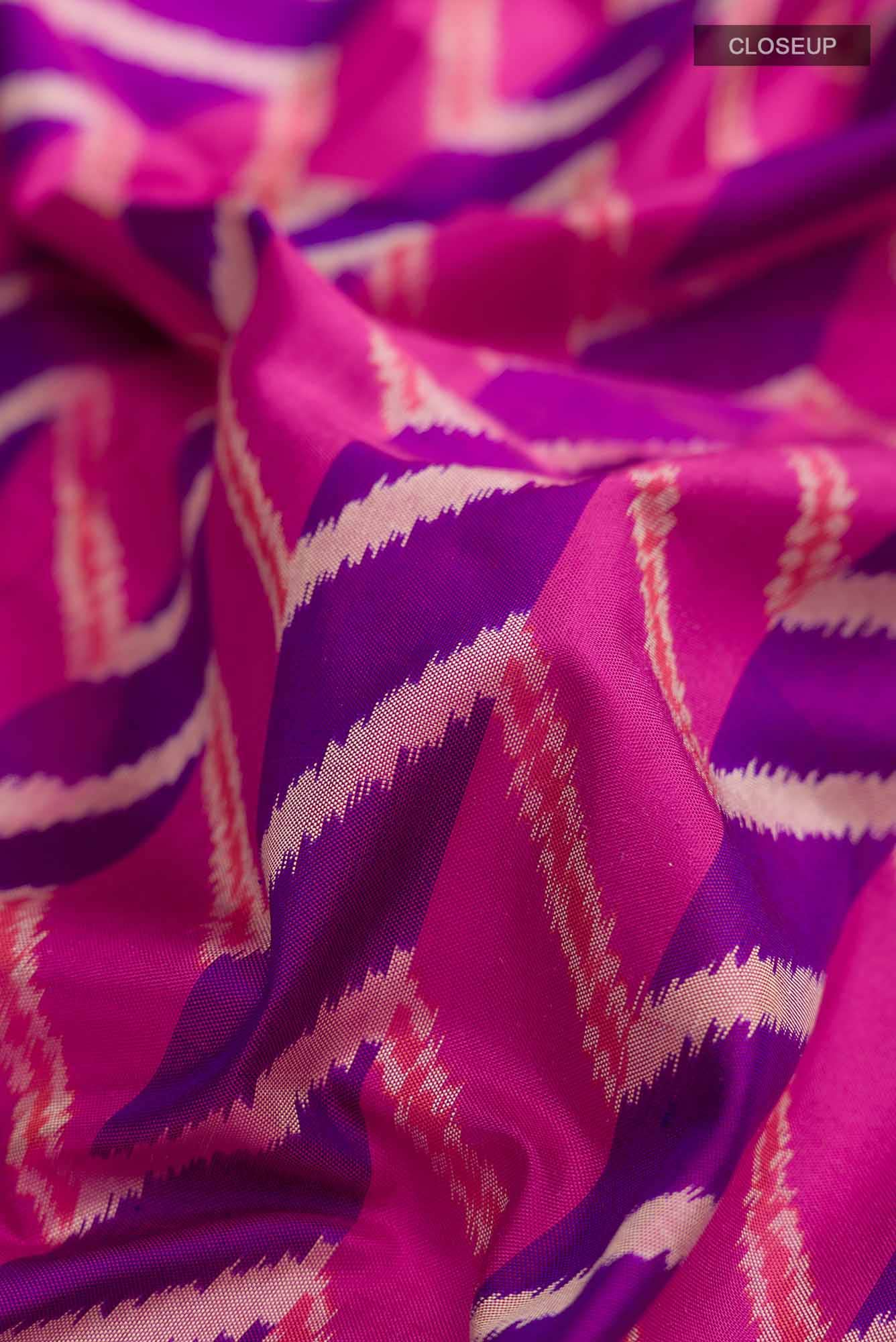 Pink Pochampally Silk Saree - Image 3