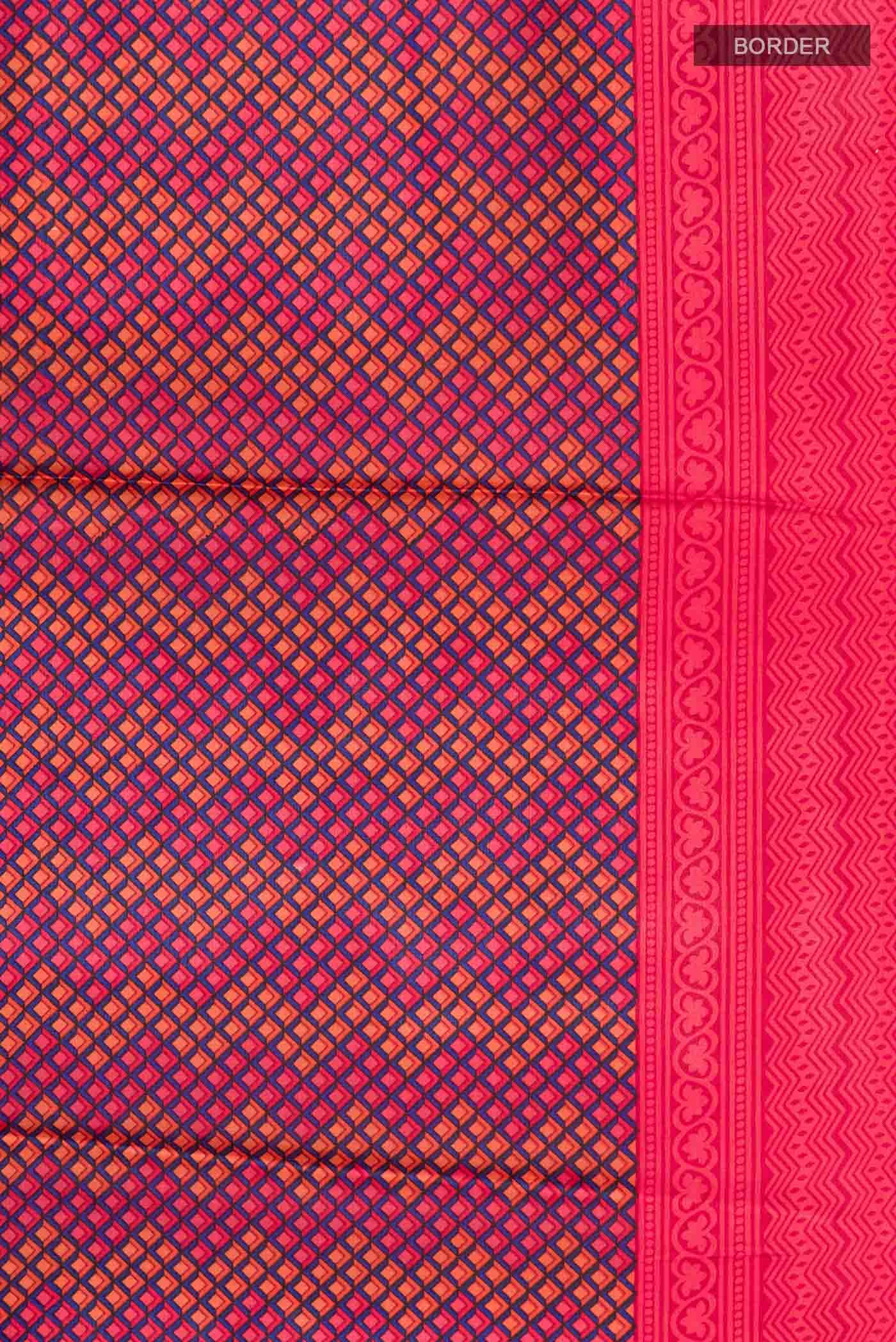 Pink Printed Silk Saree - Image 4