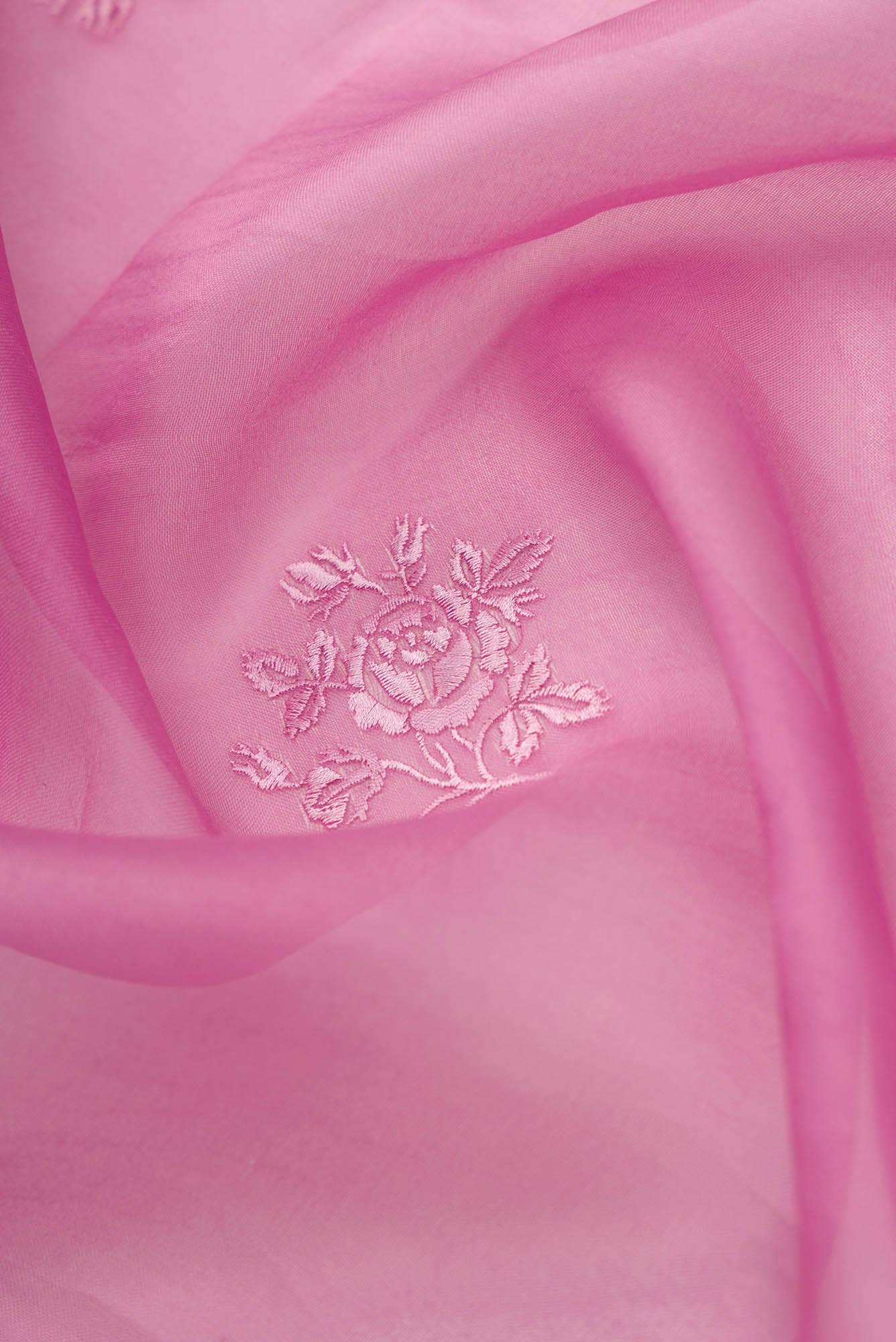 Romance of the Roses Pink floral design saree from Embroidered Romance Collection by Nalli - Image 3