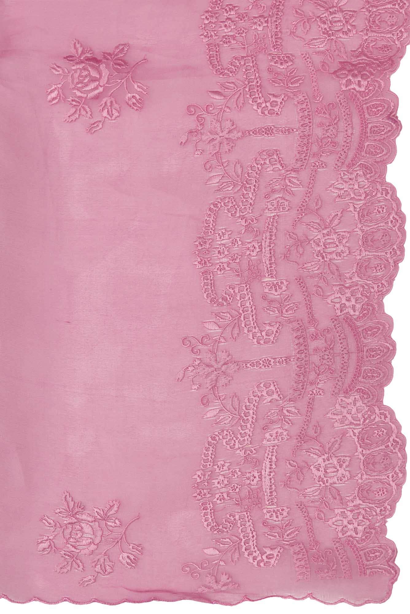 Romance of the Roses Pink floral design saree from Embroidered Romance Collection by Nalli - Image 4