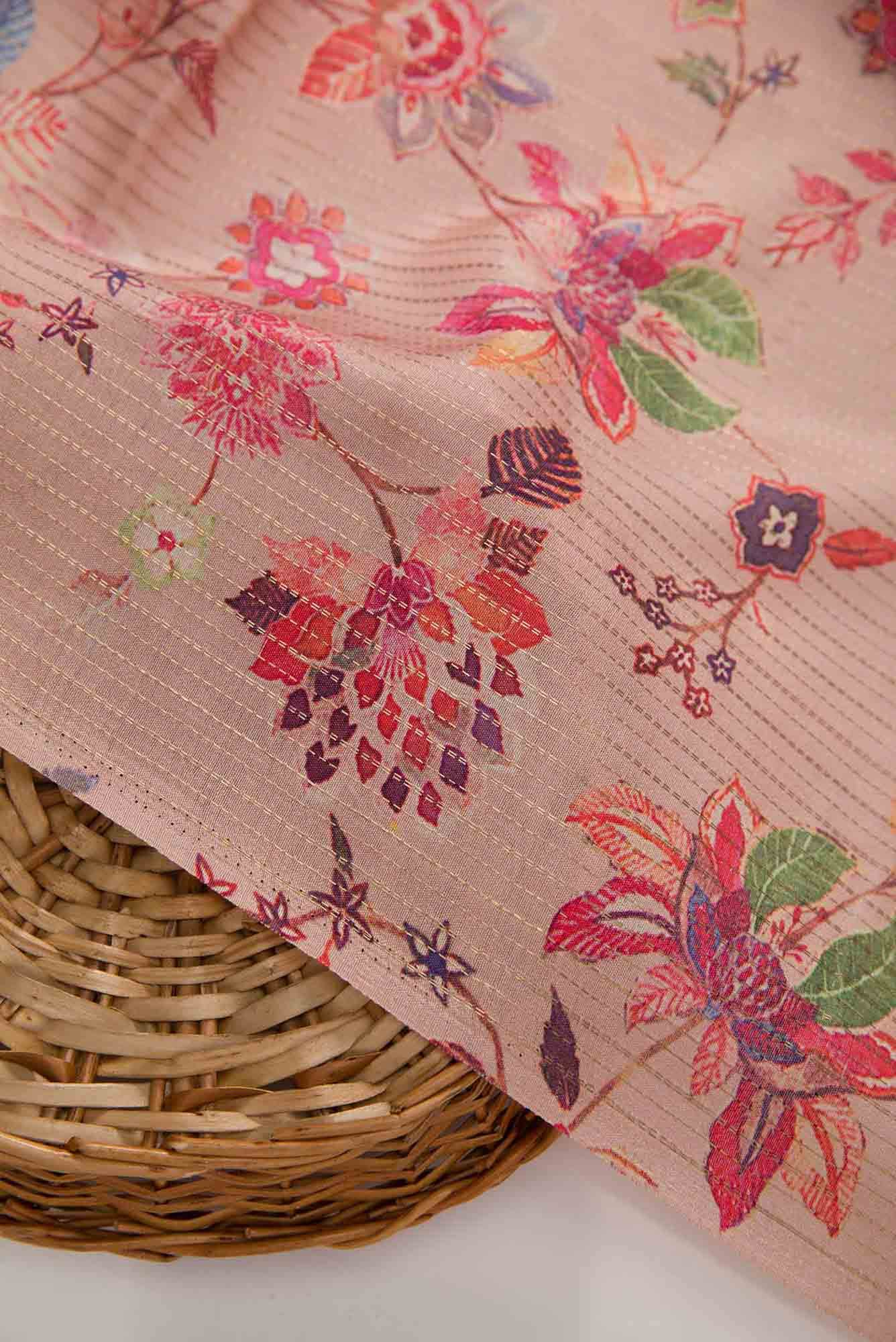 Pink Tussar Silk Dress Material - Image 3