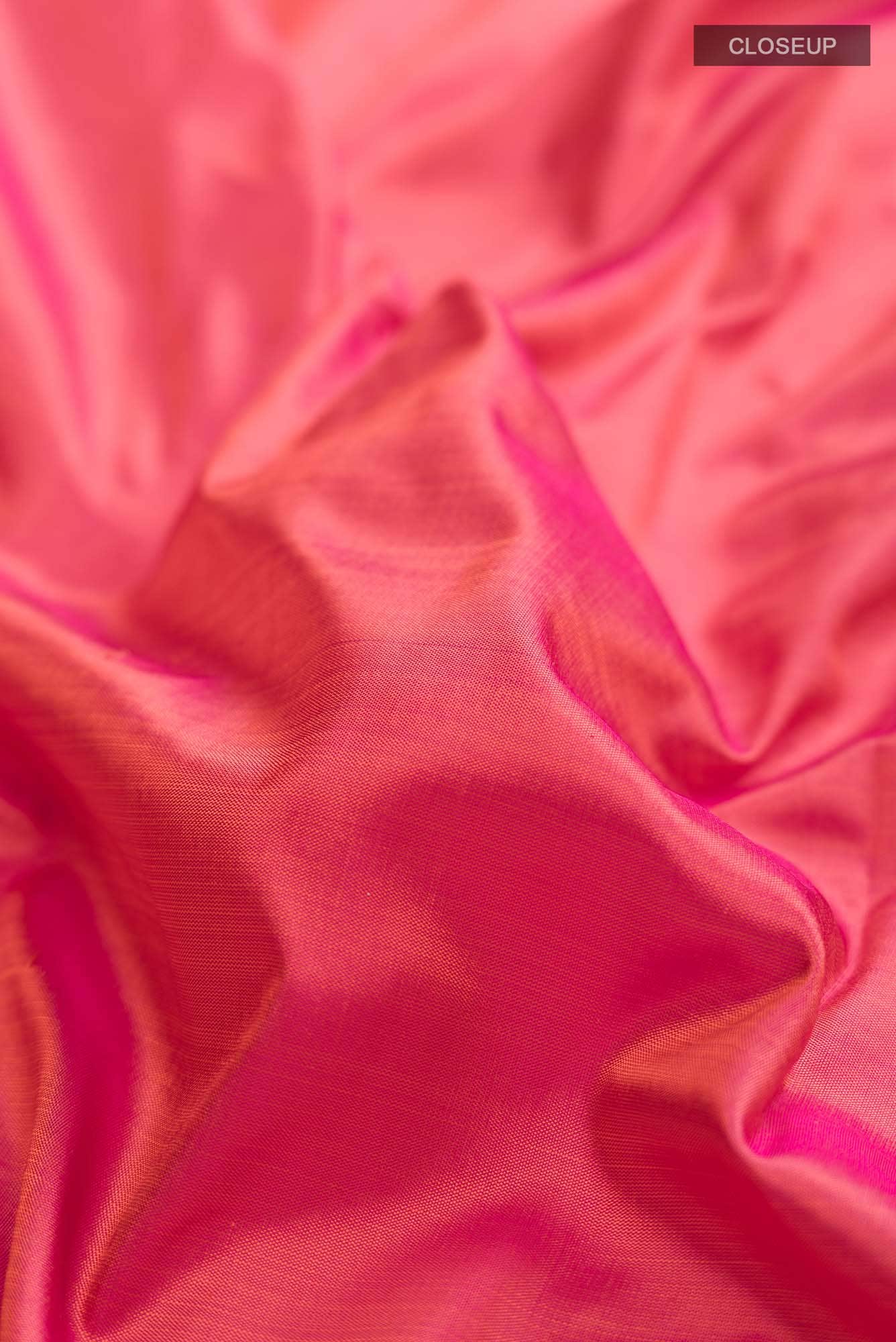 Pure Silk Pure Zari Pink with Orange Dual Tone Kanchipuram Saree - Image 3